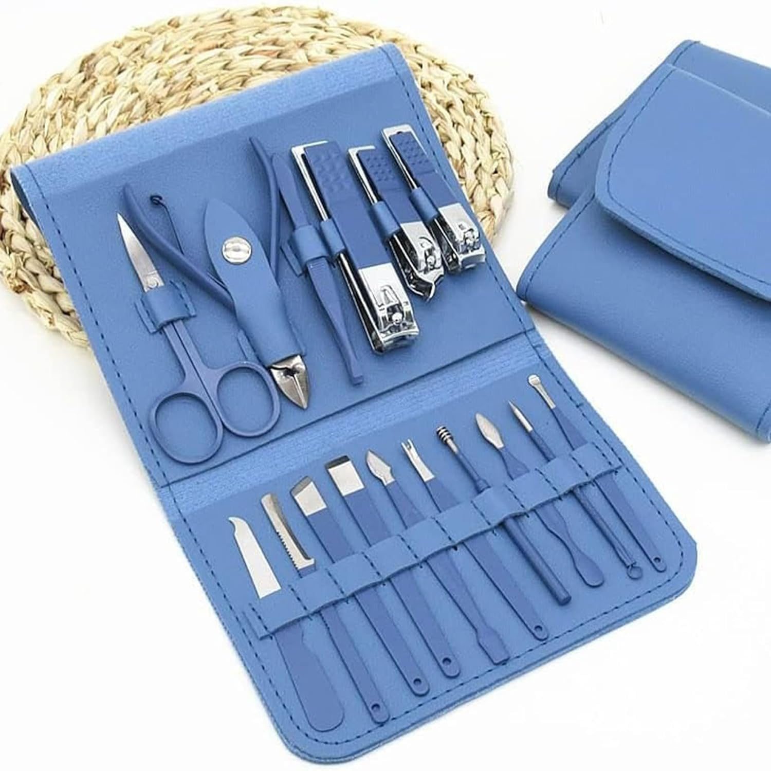 Greenhood Stainless Steel Professional Manicure Set Nail Cutter For Women Nail Scissors Luxury Grooming Kit Manicure Pedicure Kit For Women Nail Acne Remover needle (MultiColor) (16 IN 1 Manicure Set)