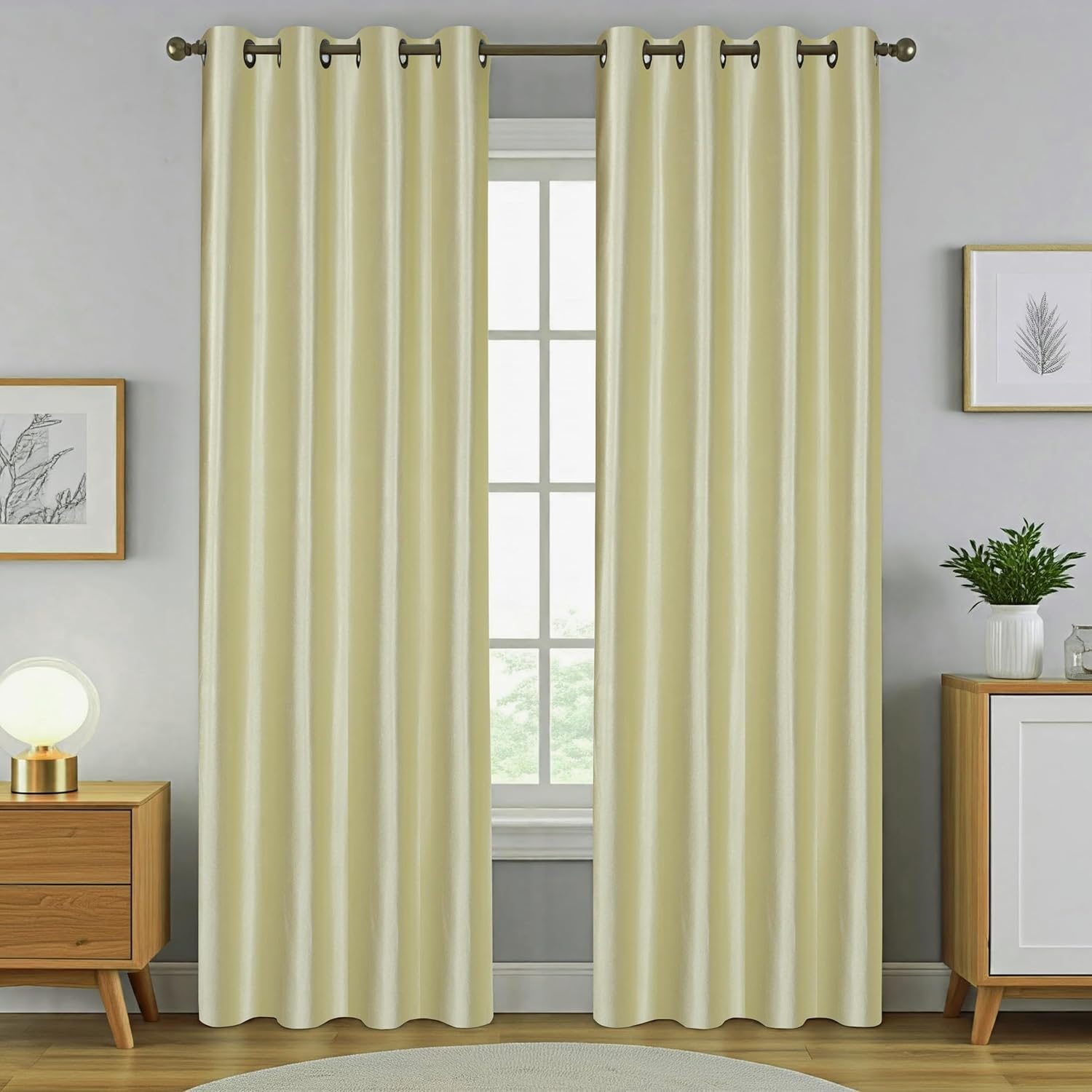 HFI Royal Solid Polyester Curtain, 7 X 4 Feet, Door Curtains, Ecru, Pack of 1 Piece