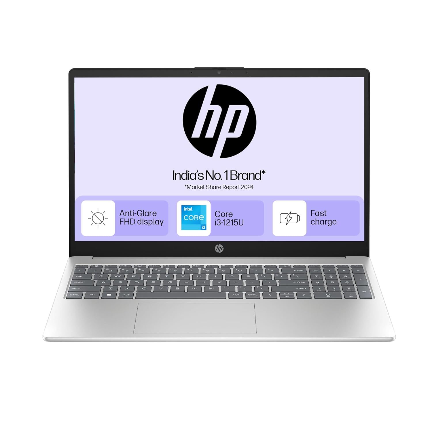 HP 15, 12th Gen Intel Core i3-1215U, 8GB RAM,512GB SSD (Win11, Office21, Silver,1.59kg)Anti-glare, 15.6-inch(39.6cm) FHD laptop, Intel UHD Graphics, Backlit KB, FHD Camera w/Privacy shutter, fd0063TU