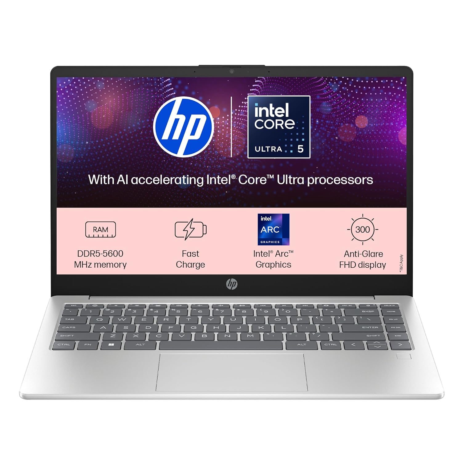 HP 15 AI Laptop, Intel Core Ultra 5 125H,12 Tops, 16GB DDR5, 1TB SSD,(Win 11, Silver, 1.65 kg),Anti-Glare, 15.6-inch (39.6 cm), FHD, Intel Arc Graphics, FHD Camera, Backlit KB, fd1197TU