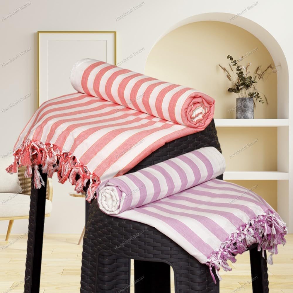 Handicraft Bazarr Premium Chadar Cotton Handloom Bhagalpuri Chadar Set of 2 Travelling Blanket Khes Soft Lightweight Bed Blanket AC Dohar Skin Friendly Dohar Chadar 50×90 Inch