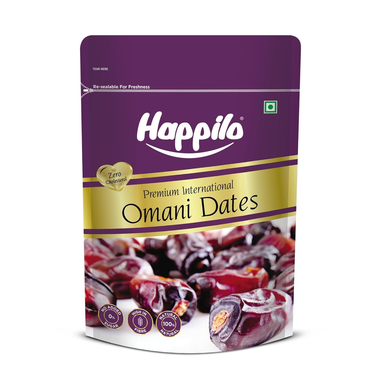 Happilo Premium International Omani Dates 250g, Khajoor/Khajur, Healthy & Nutritious Snack, Rich in Vitamins & Minerals, Natural Sweetener