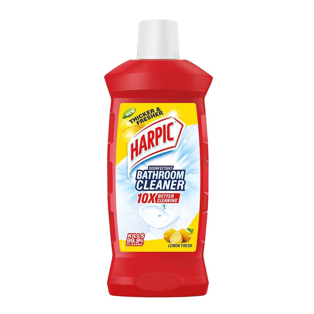 Harpic 1 Litre – Lemon, Bathroom Cleaner Liquid | New Thicker Bathroom Floor Cleaner | Red Harpic Bottle