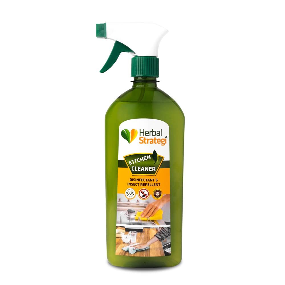 Herbal Strategi Kitchen Cleaner Spray – 500ml | Natural Disinfectant & Insect Repellent | Skin Safe, Baby Safe & Pet-Friendly | 100% Herbal Actives | Eco-friendly, Non-Toxic