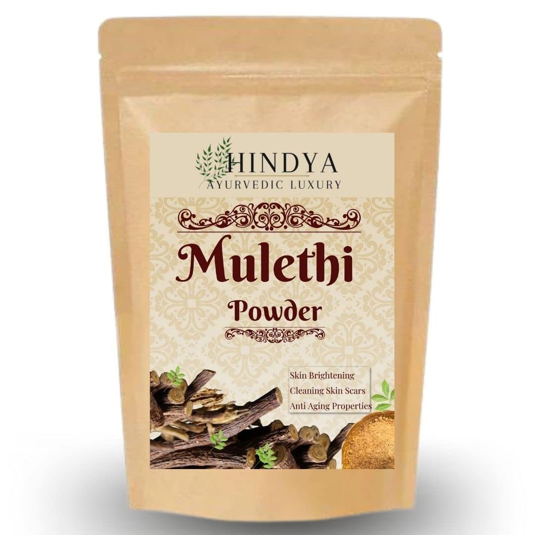 Hindya Ayurvedic Luxury Mulethi Powder|Yashtimadhu|Liquorice|Glycyrrhiza Glabra|Best For Hair, Skin Care Face, Body, Eating Licorice Root Powder (100) Pack Of 1