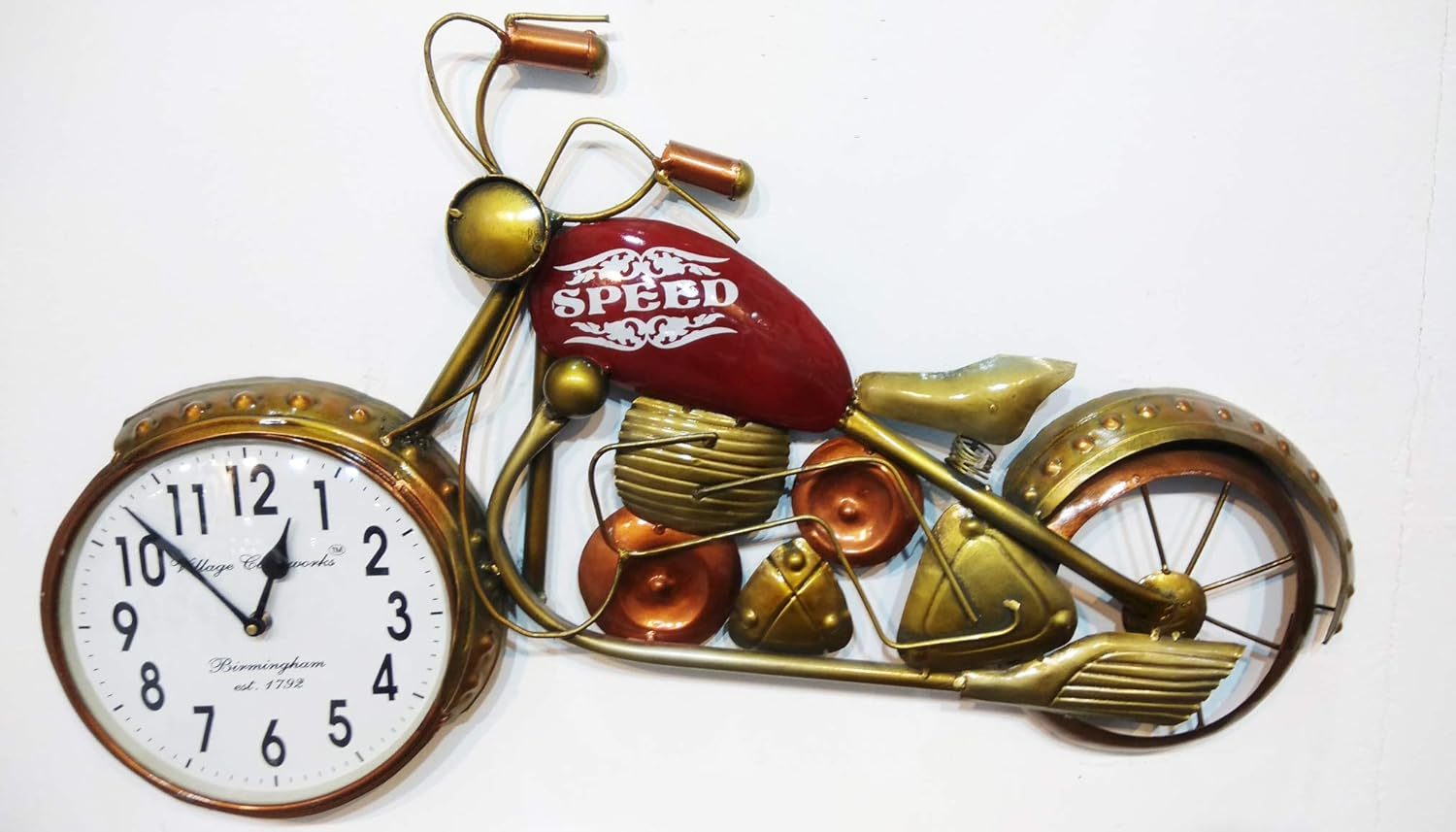 Home and Bazaar Iron Abstract Design Wall Mount Bike Clock (Design1)