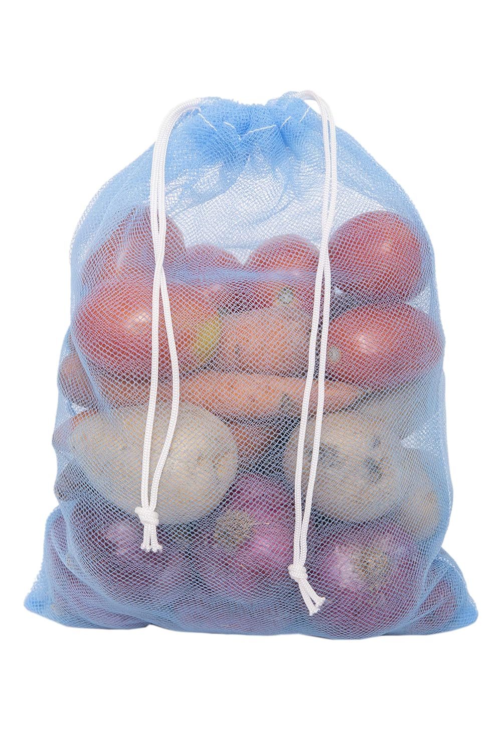 Homestrap Set of 12 drawstring Mesh Reusable Fridge Storage Bag for Fruits & Vegetables (9 X 13 Inches|Multicolour)