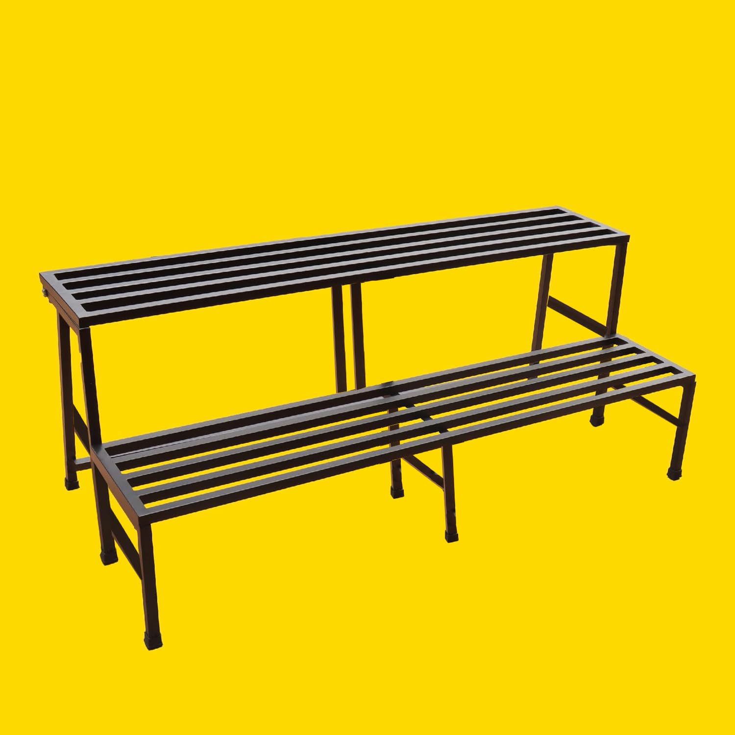 IRON LANDS OAK 2 Step 3 FEET Spectacular Heavy Duty Metal Stand Plant Stands Display Rack for Indoor & Outdoor Perfect for Your Home and Garden Decor ( 94 CM LONG ) (Oak 2 Step 37 Inch – Black)