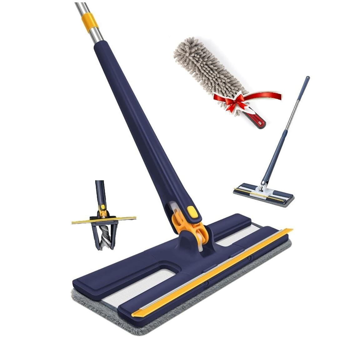 JAYTOP Moppers for Cleaning Floor|Cleaning Essential for Floor/Glass/Roof/Wall/Bathroom/Balcony|Floor Cleaning Mop with Wiper for Home/Office/Hotel/Hospital-1Extra Pad and Cleaning Duster(Multicolor)