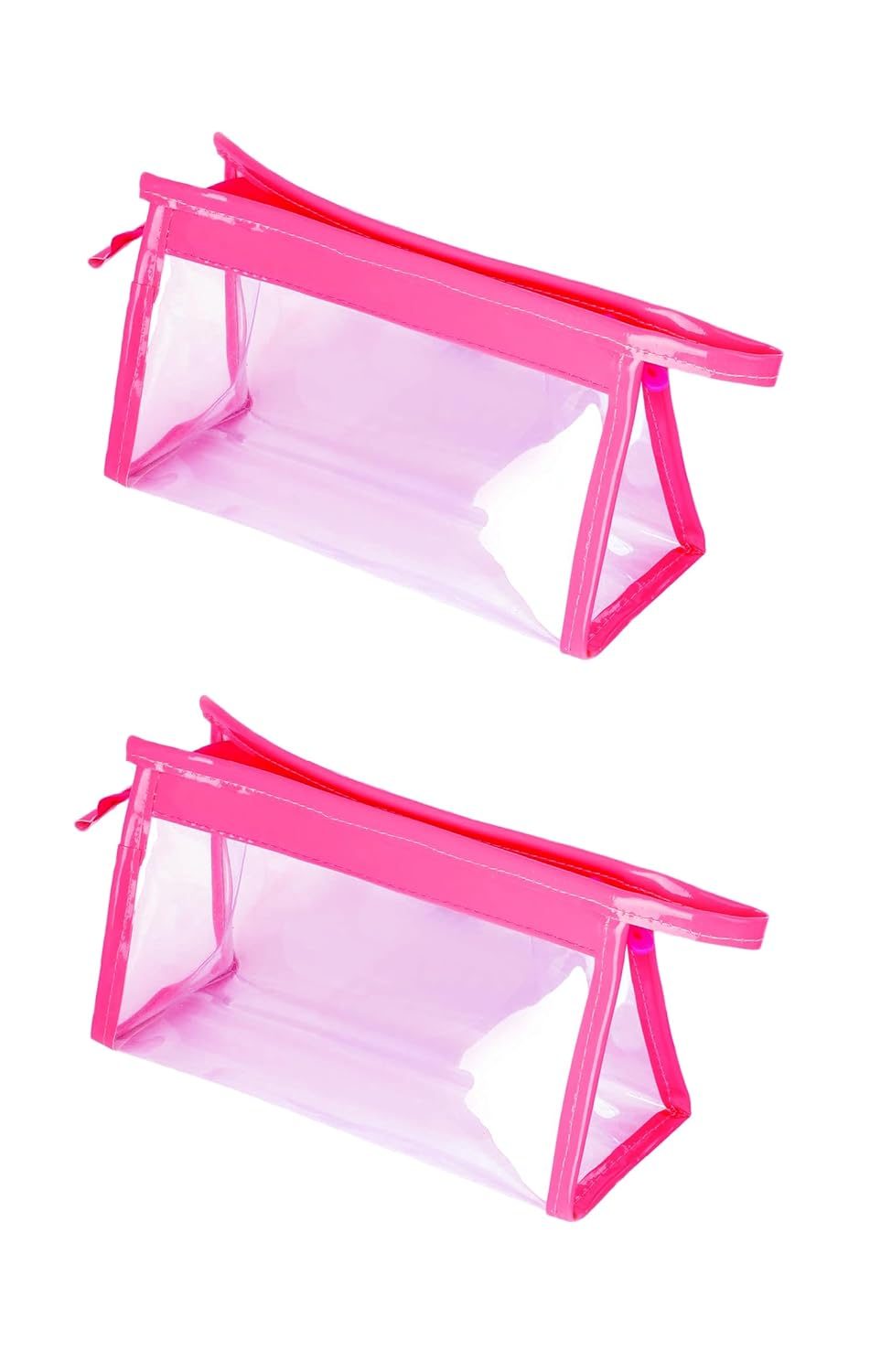 KAANUKA Transparent Pencil Pouch School Pen Pencil Box with Zipper Makeup Pouch Stationery Pouch Large Capacity Box for School College Office Multi-Purpose for Students Girls Adults (Pack of 2)