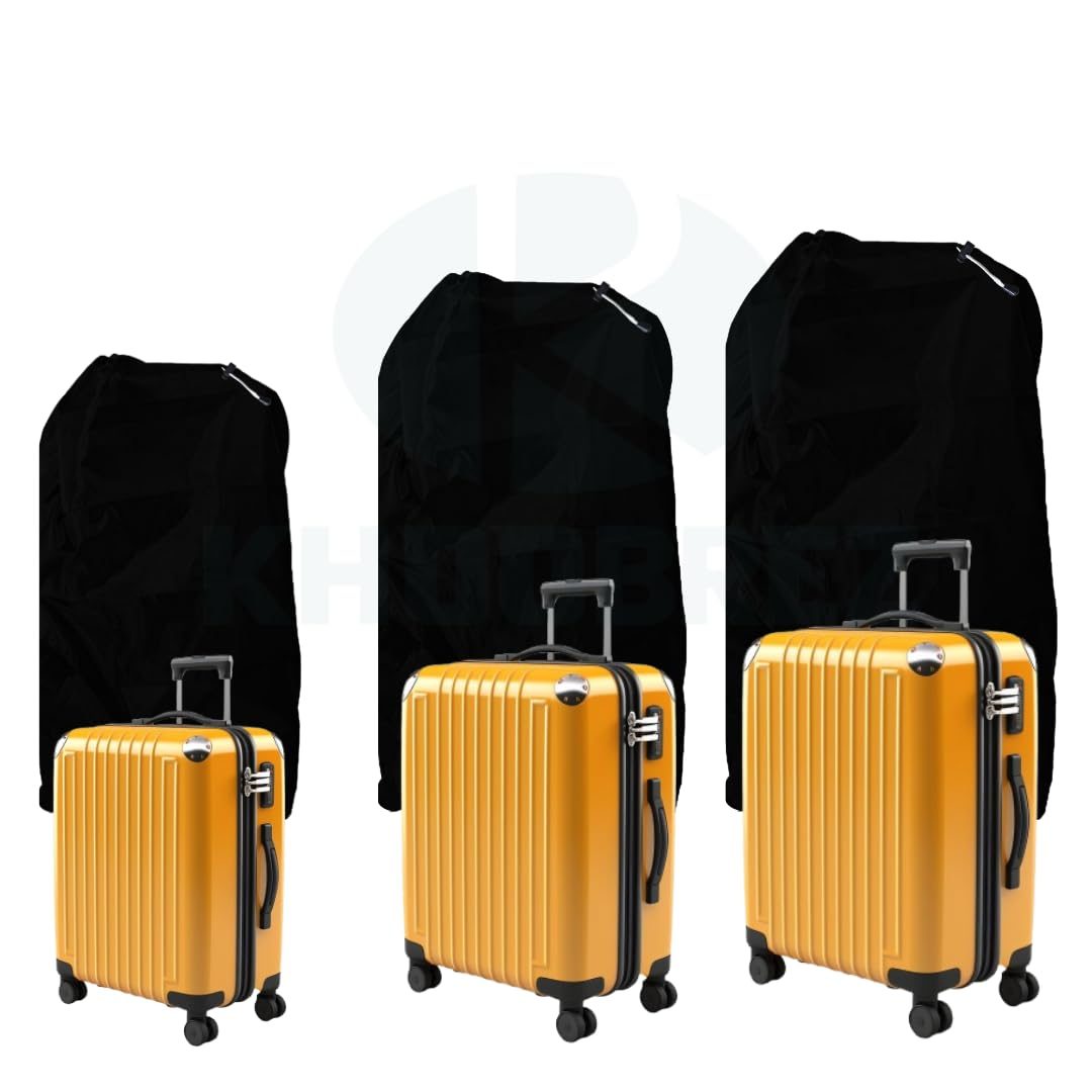 KHOOBREZ Combo of 3 Trolley Bag Cover/Suitcase Bag Cover/Waterproof Dustproof Luggage Bag Cover/Clear Polyster Suitcase Covers Protectors ([20″ or 22″], [24″ or 26″], [28″ or 30″])(P03) (Black)