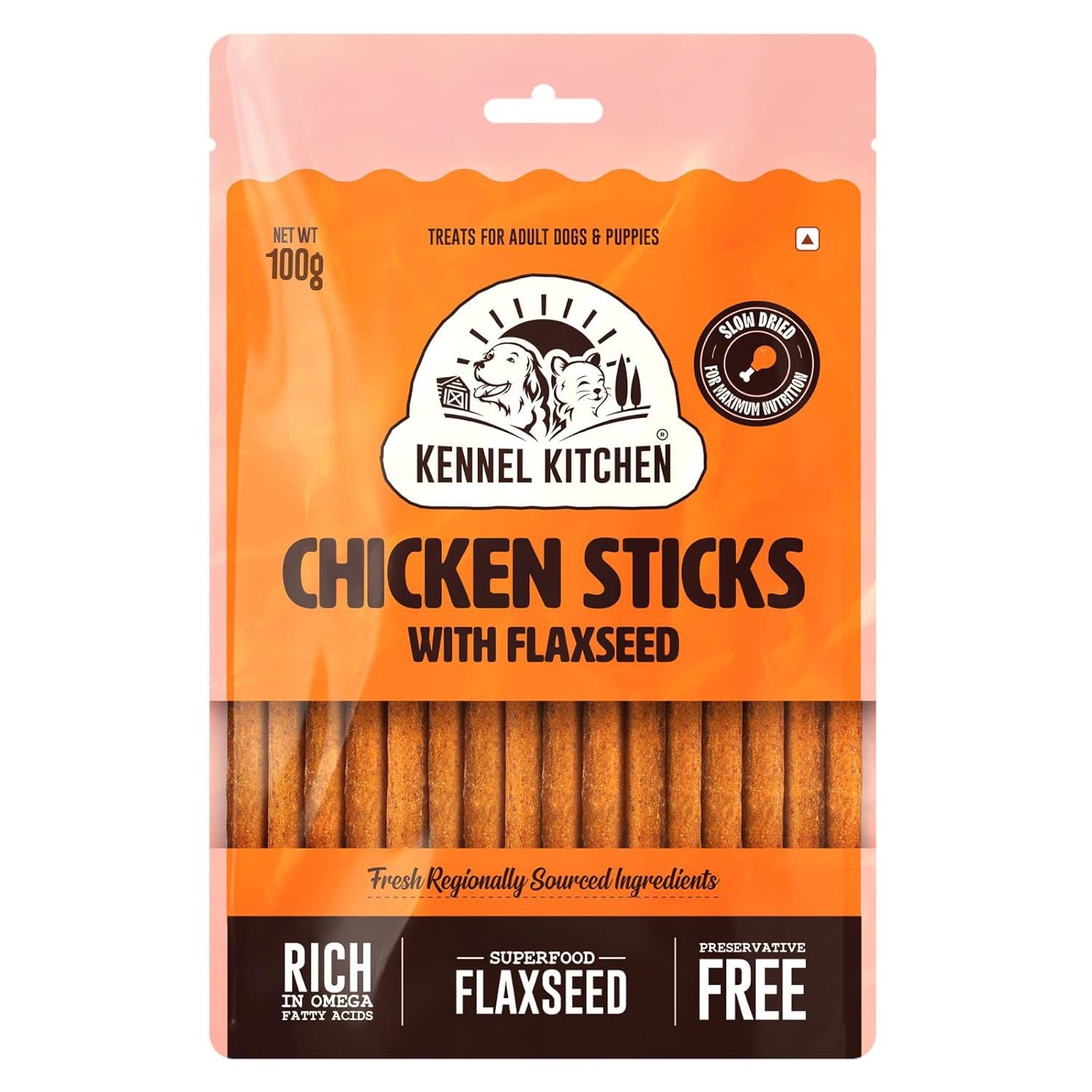 Kennel Kitchen Soft Baked Chicken Stick Treats for Dogs, 100g (Pack of 1) | Soft Dog Chew Sticks | Dog Treats for Adult Dogs and Puppies