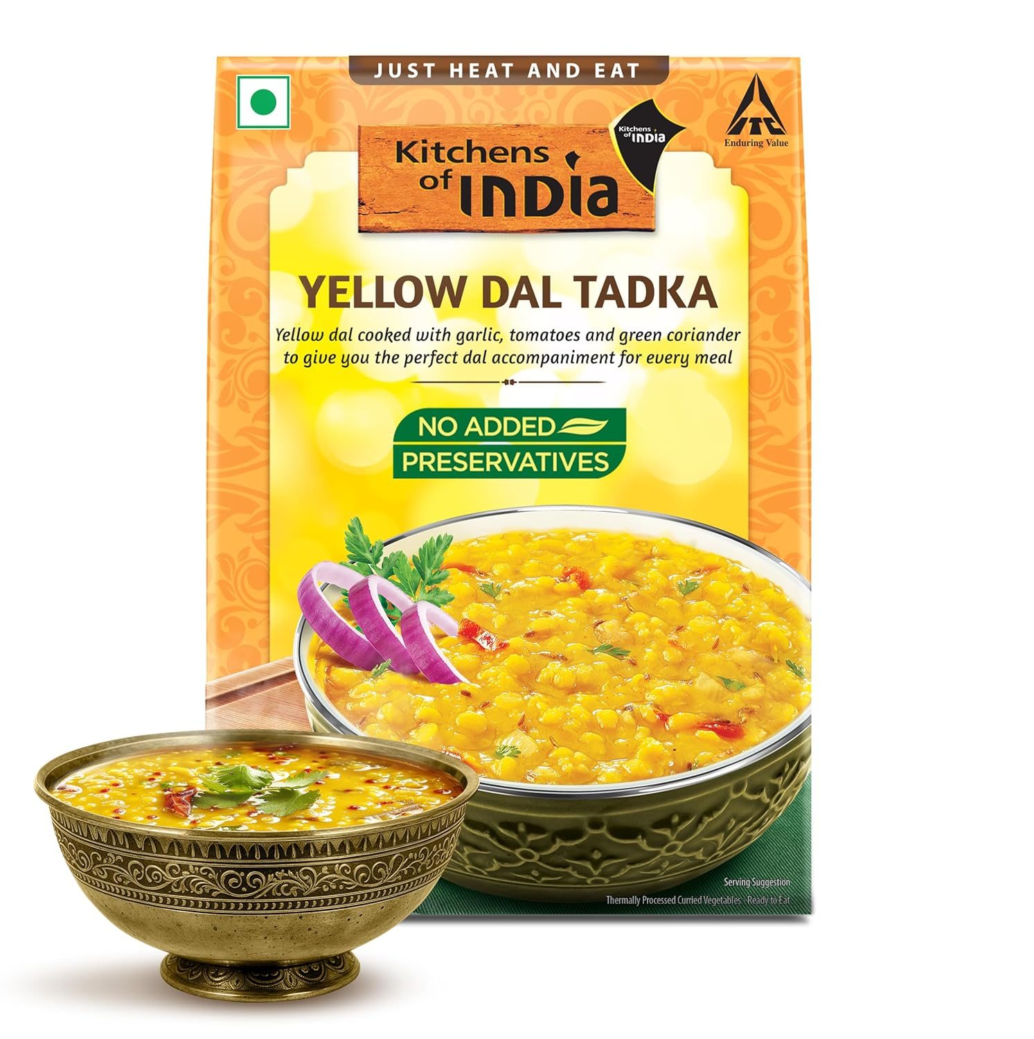 Kitchens of India Ready to Eat Yellow Dal Tadka, ITC Ready to Eat Indian Food, Just Heat and Eat, Microwavable, 285g