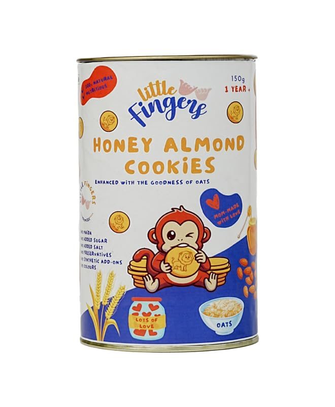 LITTLEFINGERS Organic Cookies With No Refined Sugar And Preservatives For Kids – 150 Grams | Suitable For 1 Years +(Honey Almond, Pack Of 1)