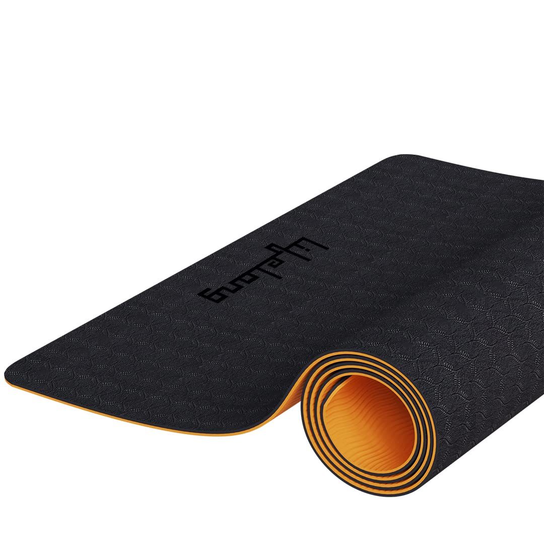 Lifelong Dual Color EVA Material Yoga Mat for Women & Men|6mm Anti-Slip Yoga Mat for Gym Workout Exercise Mat for Home Gym|Yoga Exercise (6 Months Manufacturer’s Warranty, LLYM223, Black & Orange)