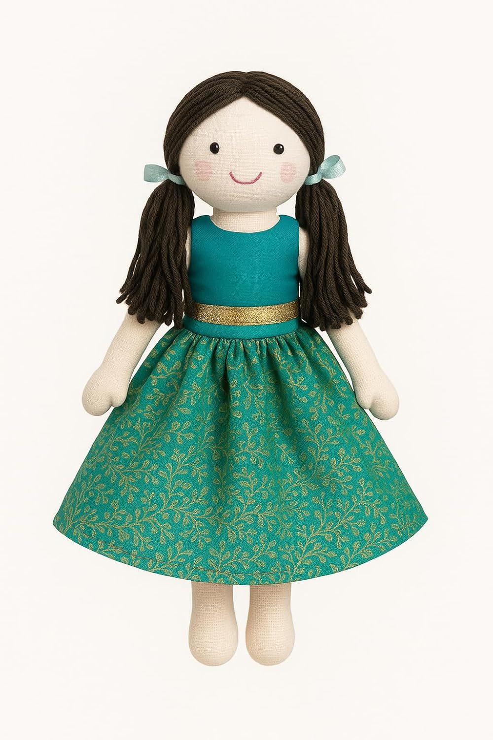 Little Friends Veena Soft Toy for Kids | Perfect for Gifting and Suitable for All Age Kids | Handmade Soft Cotton Material | Eco Friendly | Soft | Pack of 1 (Green)