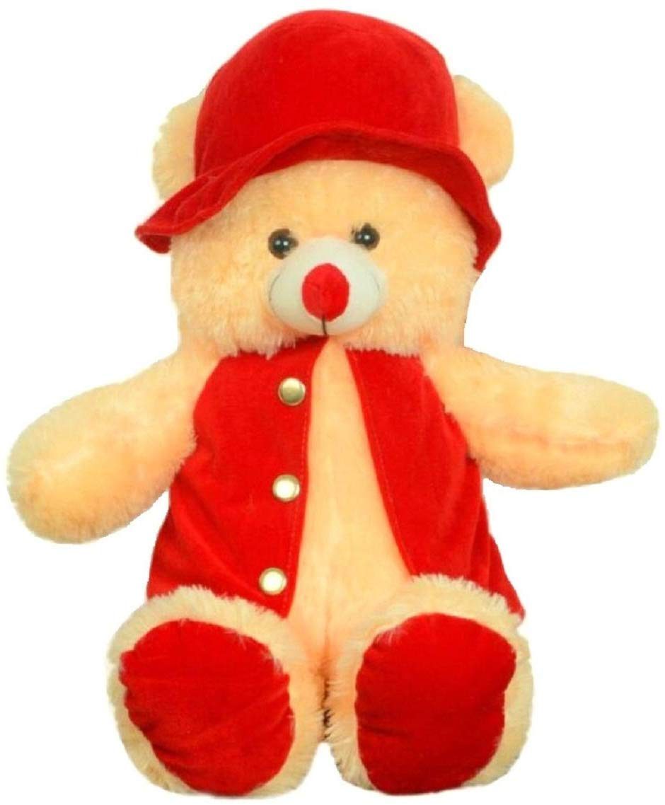 Lovable Cute & Beautiful Cream Fur Red Modi Jacket Teddy Bear Soft Toy for Girls / Kids / Gifting / Valentine / Anniversary / Birthday (Red & Cream) – 70 cm