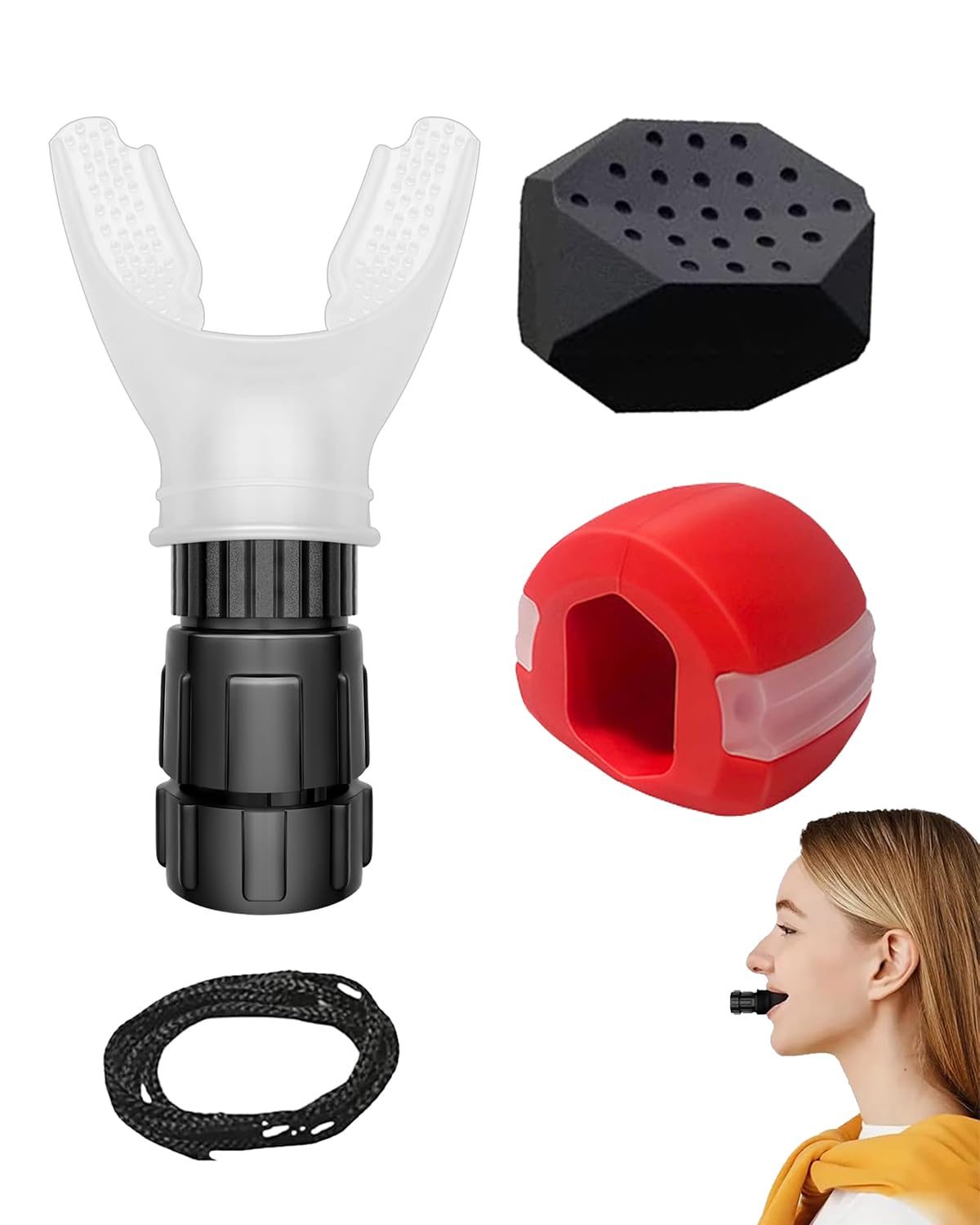 Lungs Exercise Equipment, Lung Exerciser, Jaw Exerciser – Jaw, Face, and Neck Exerciser Make Skin firmer, Respiratory Muscle Trainer, Ideal and Adjustable for All, Easy to Clean（3 Types）