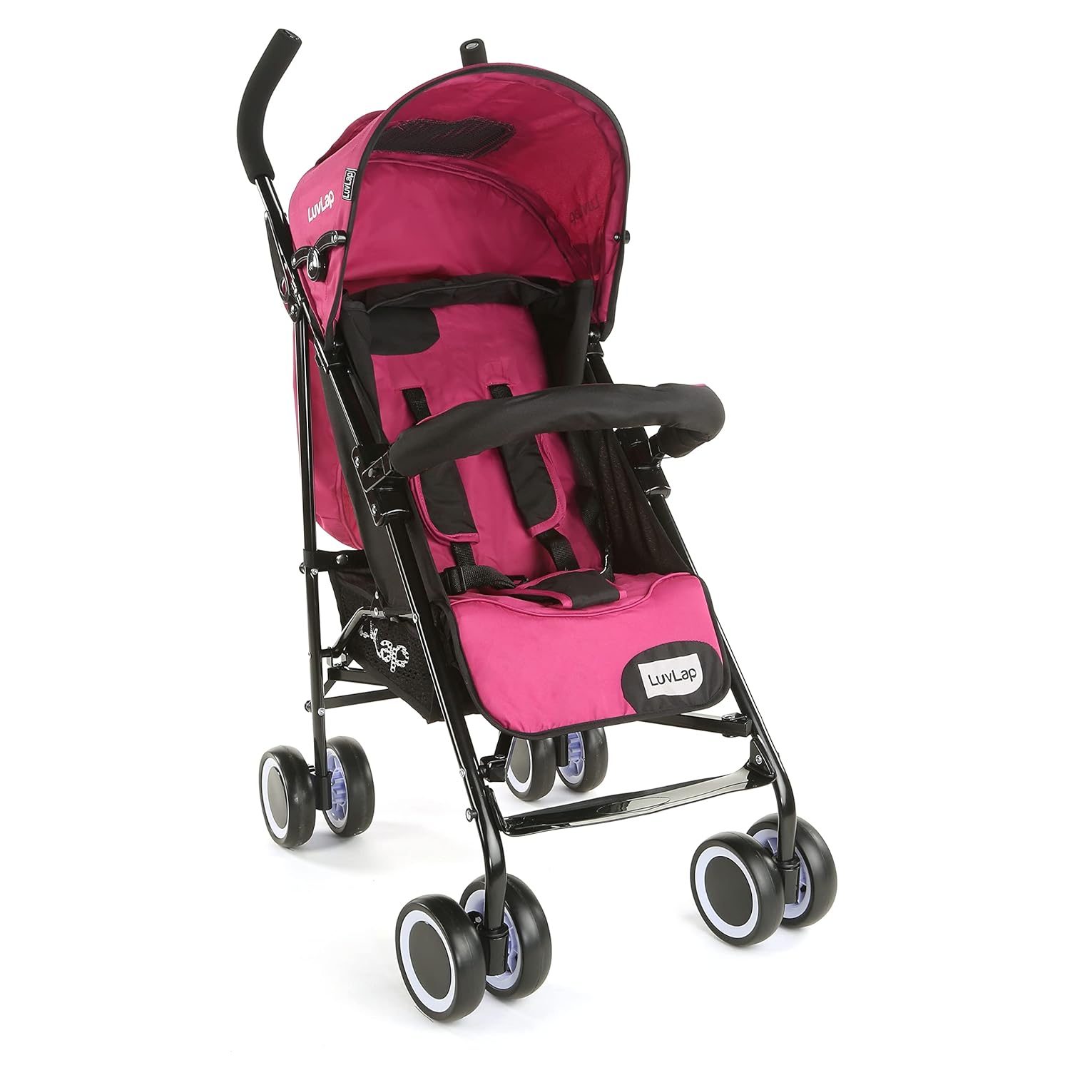 LuvLap City Baby Stroller/Buggy, Lightweight, Compact & Travel Friendly Baby pram, for 6-36 Months Baby, 5 Point Safety Harness, Adjustable seat Recline, extendable Canopy, 15Kg Capacity (Pink)
