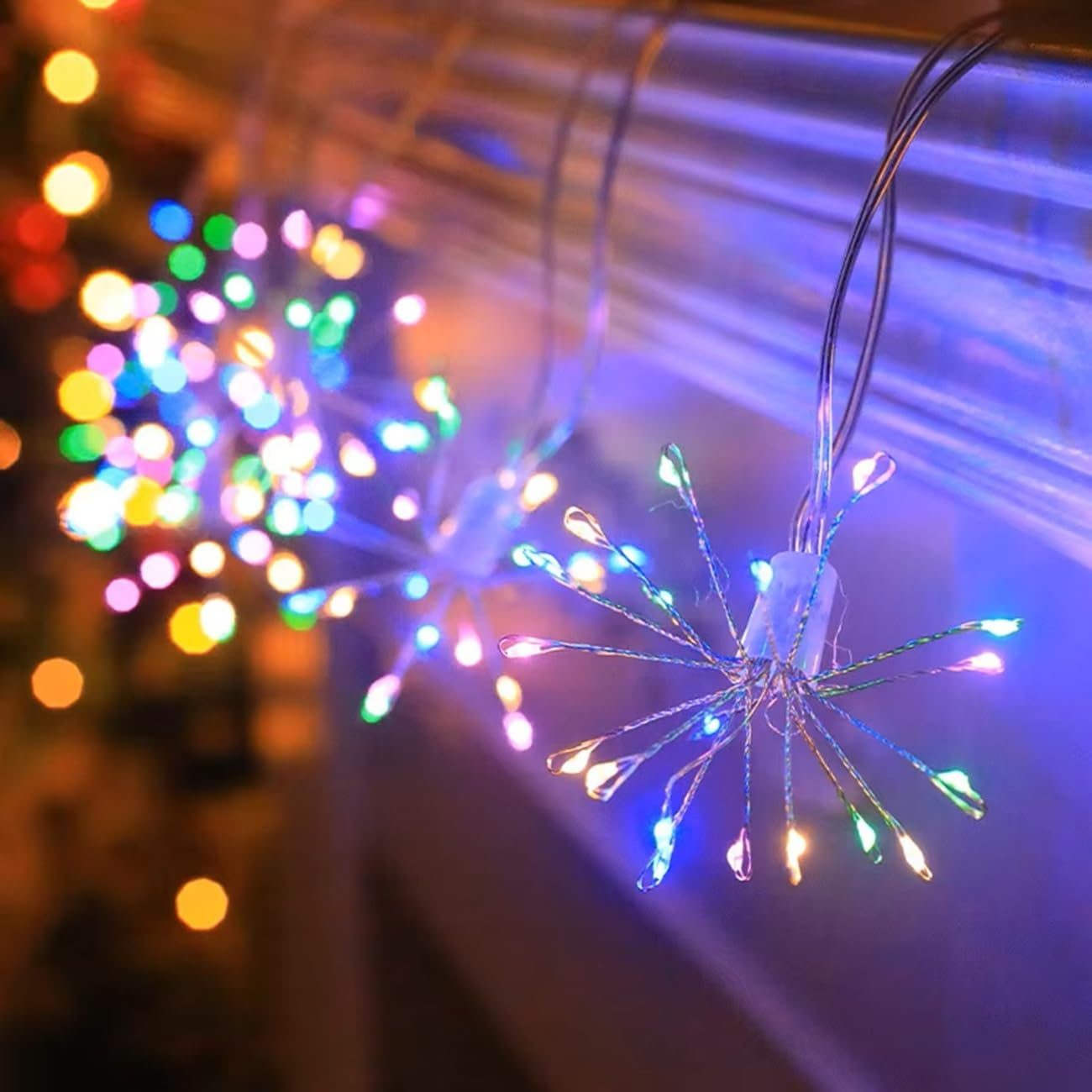 MIRADH Starbursts Lights, 10 ft USB-Powered Waterproof Warm-White Fairy Star String Lights – Indoor-Outdoor Décor for Diwali, Navratri, Christmas & New Year (Multi)