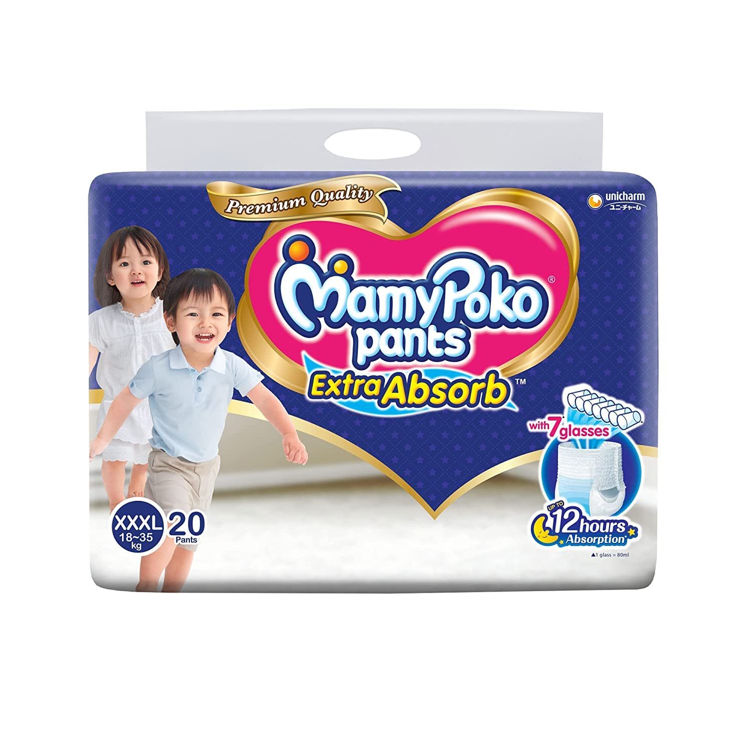 MamyPoko Pants Extra Absorb Baby Diapers, XXX-Large (18 – 35 kg), 20 Count