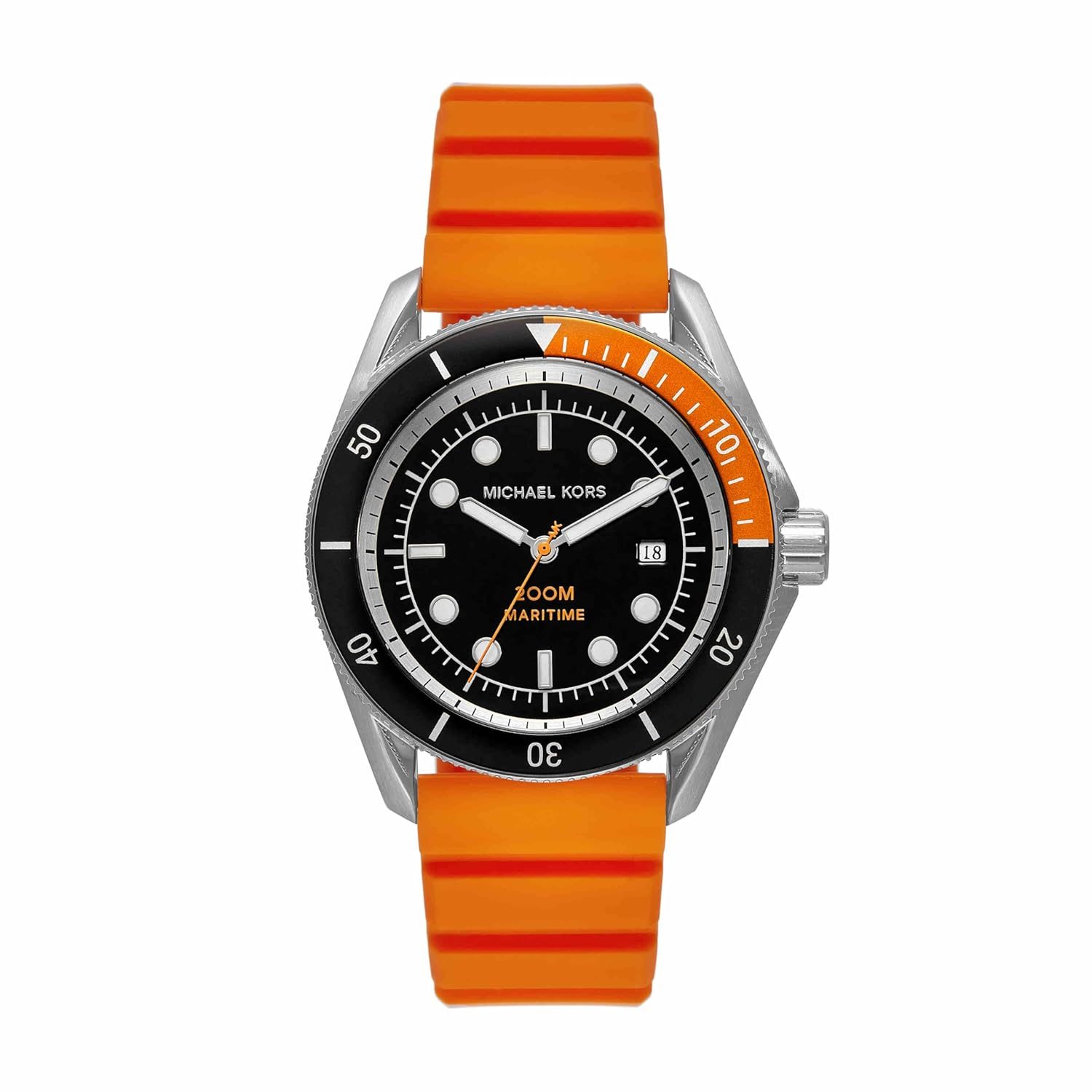 Michael Kors Silicone Analog Black Dial Men’s Watch-Mk9157, Band Color-Orange