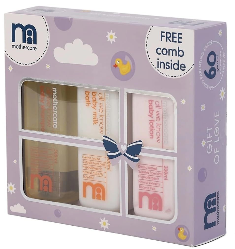 Mothercare Baby Welcome Gift Pack (Lotion,Shampoo,Bath Milk And Hair Comb) By Fratelli, Multicolor