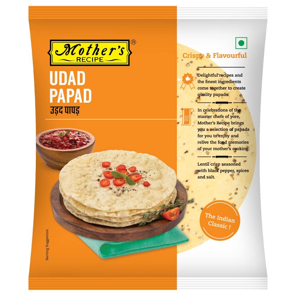 Mother’s Recipe Udad Papad 5″ Pouch, 180 Grams