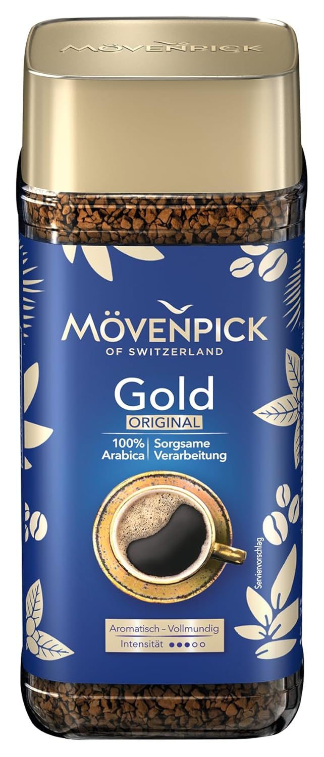 Movenpick Gold Original 100g Jar | Belgium Imported |Instant Coffee Made with 100% Pure Arabica Coffee Beans | Medium Roast Coffee | Intensity 3/5″ | 100gm