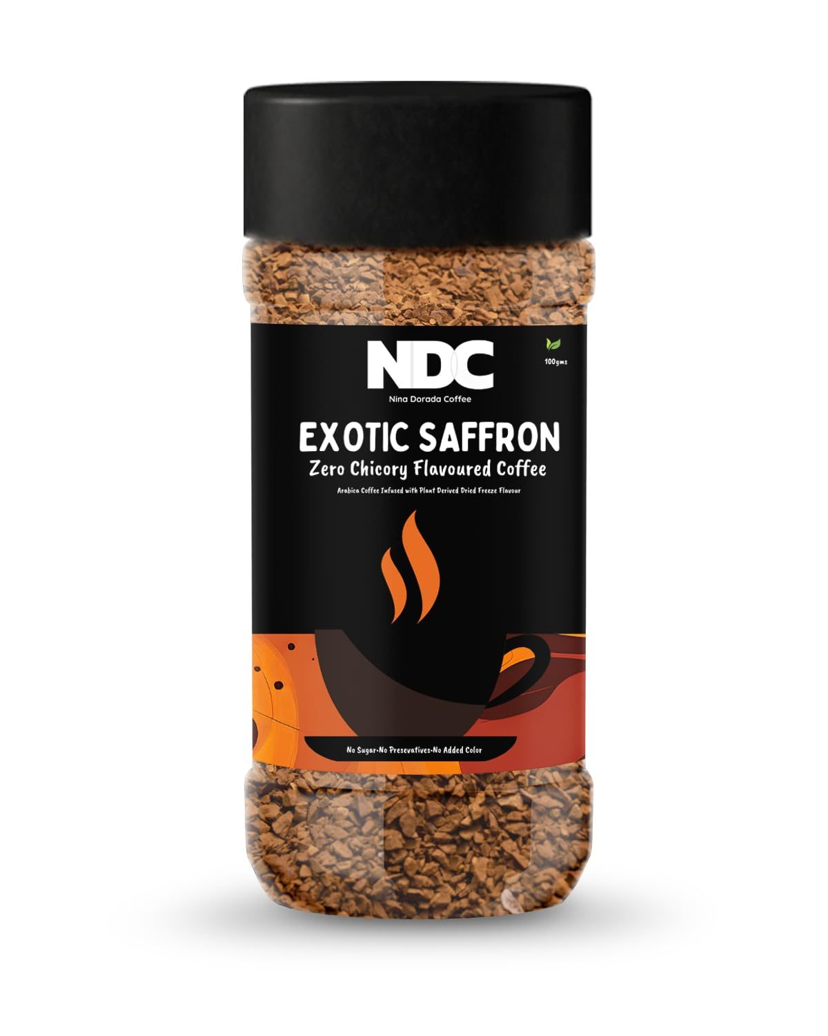 NDC Exotic Saffron Instant Coffee Powder 100g – Medium Roast Arabica – Smooth, Rich Flavoured Gourmet Experience – No Sugar/Preservatives, Zero Chicory – Natural Flavours – Premium Coffee
