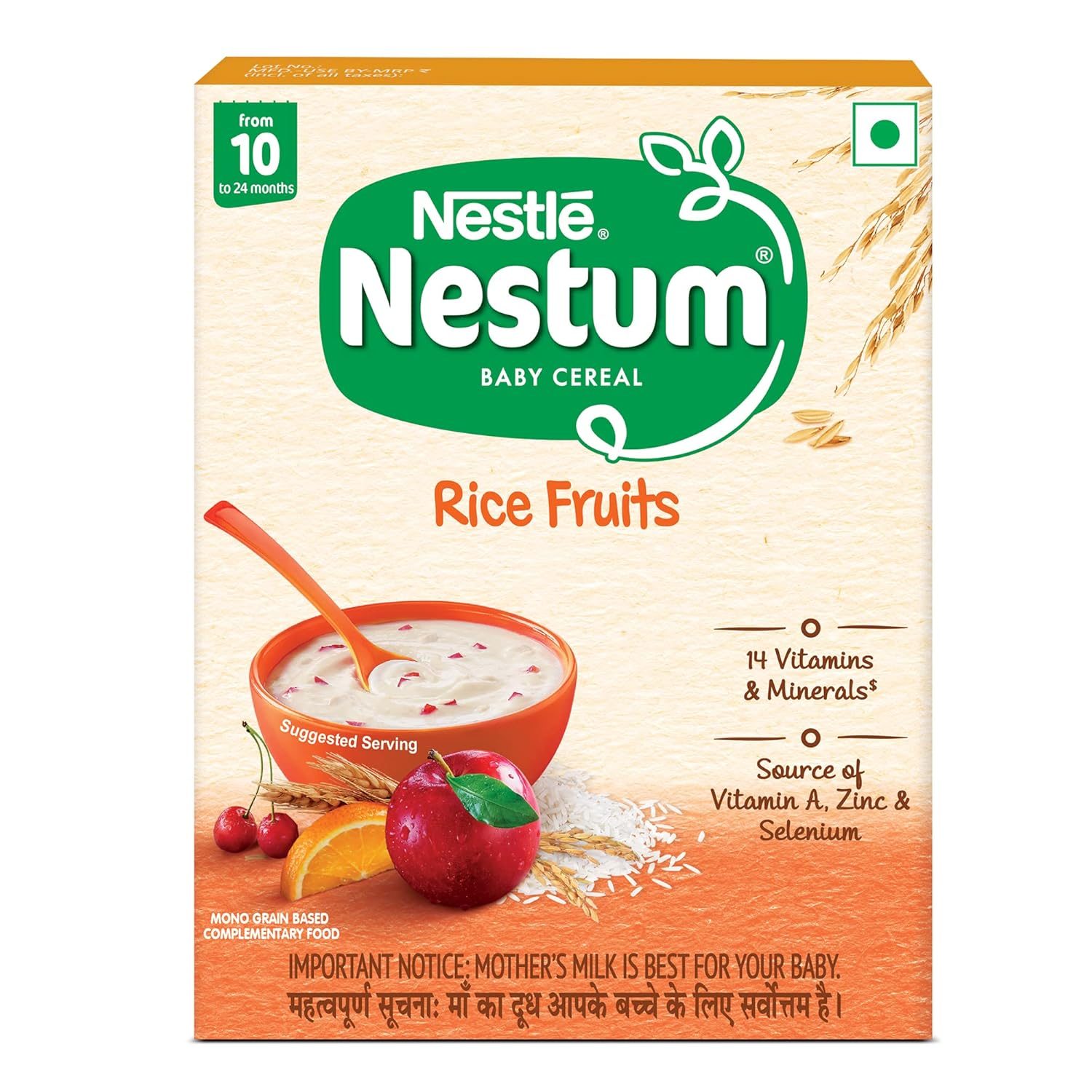 NESTUM Baby Cereal – Rice Fruits (From 10 to 24 months) – 300g, Bag-in-Box Pack
