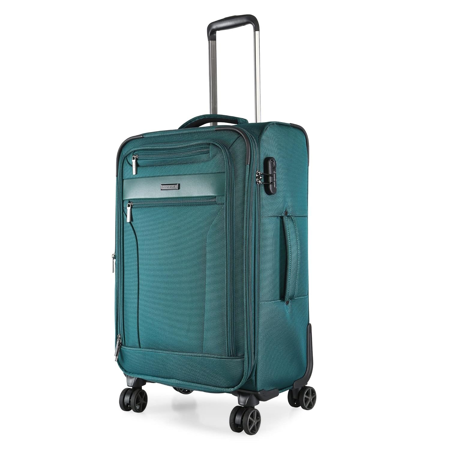 Nasher Miles Berlin Expander Soft-Sided Polyester Check-in Luggage 24 inch | 65cm | 8 Wheels Medium Trolley Bag for Travel | Suitcase (Teal)