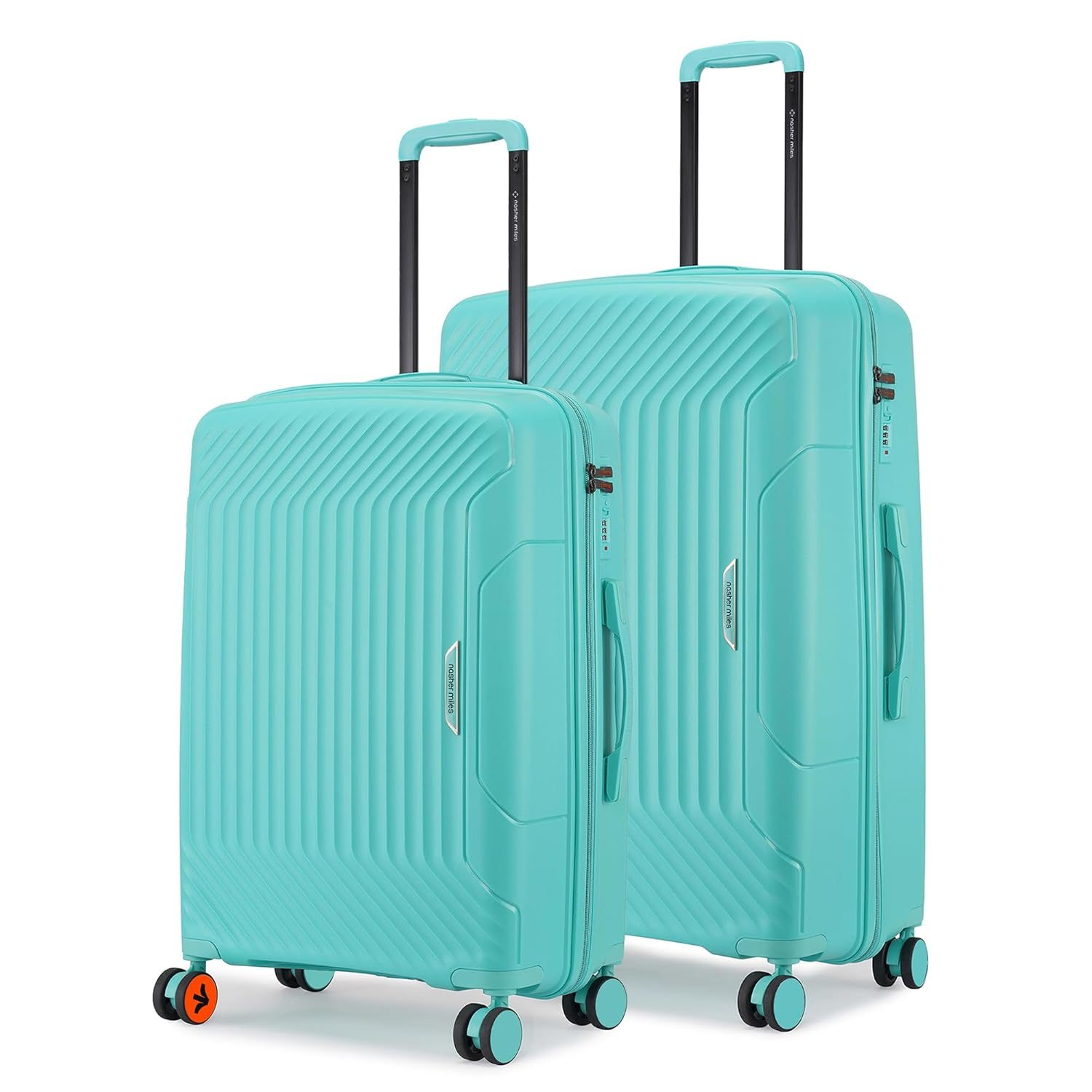 Nasher Miles Coorg Hard-Sided Polypropylene Luggage Set of 2 Teal Trolley Bag|Suitcase (65 & 75 cm)