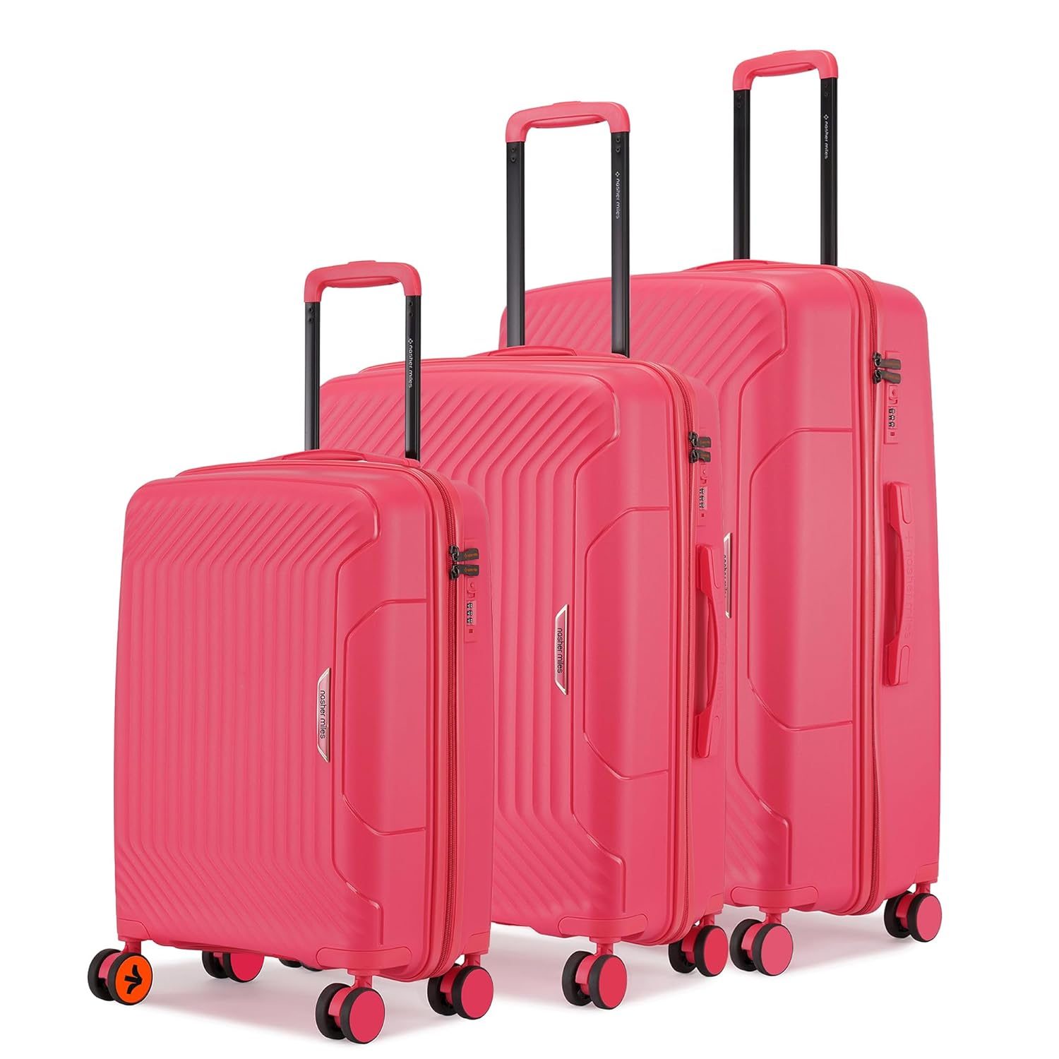 Nasher Miles Coorg Hard-Sided Polypropylene Luggage Set of 3 Paradish Pink Trolley Bag|Suitcase (55, 65 & 75 cm)