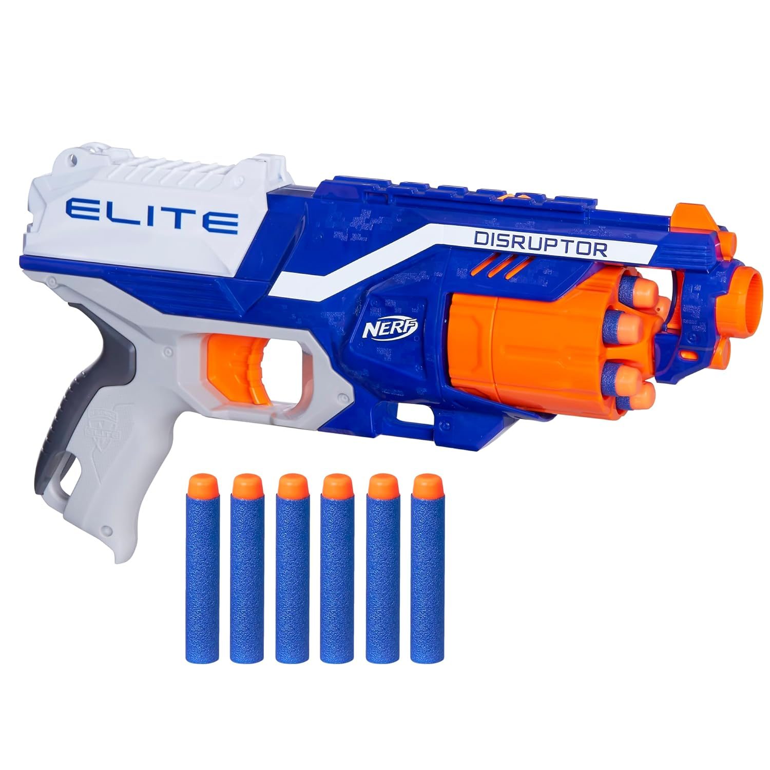 Nerf Disruptor Elite Toy Blaster,6-Dart Rotating Drum with Darts, Toys for Kids Teens&Adults, Outdoor Toy for Boys, Birthday Gift for Kids Ages 8+