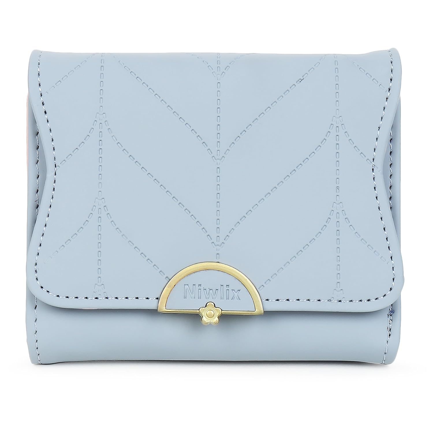 Niwlix Leather Slim Mini Wallet – Fashion Card Coin Clutch Wallet For Women, Girls (Blue)