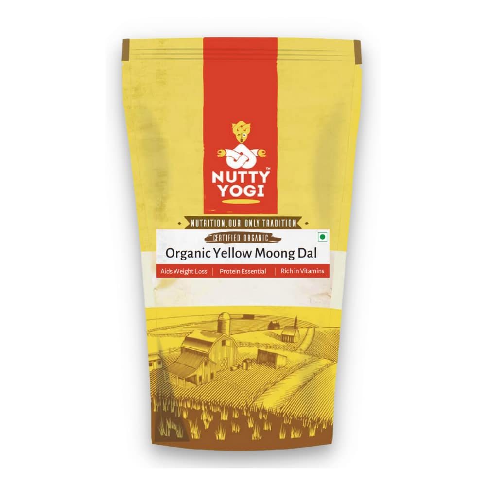 Nutty Yogi Yellow Moong Daal Flour | 800 Gm | High Protein | Nutritious Lentil Flours | Moong ki Dal ka | Certified Organic| Chakki Moong Daal Flour |