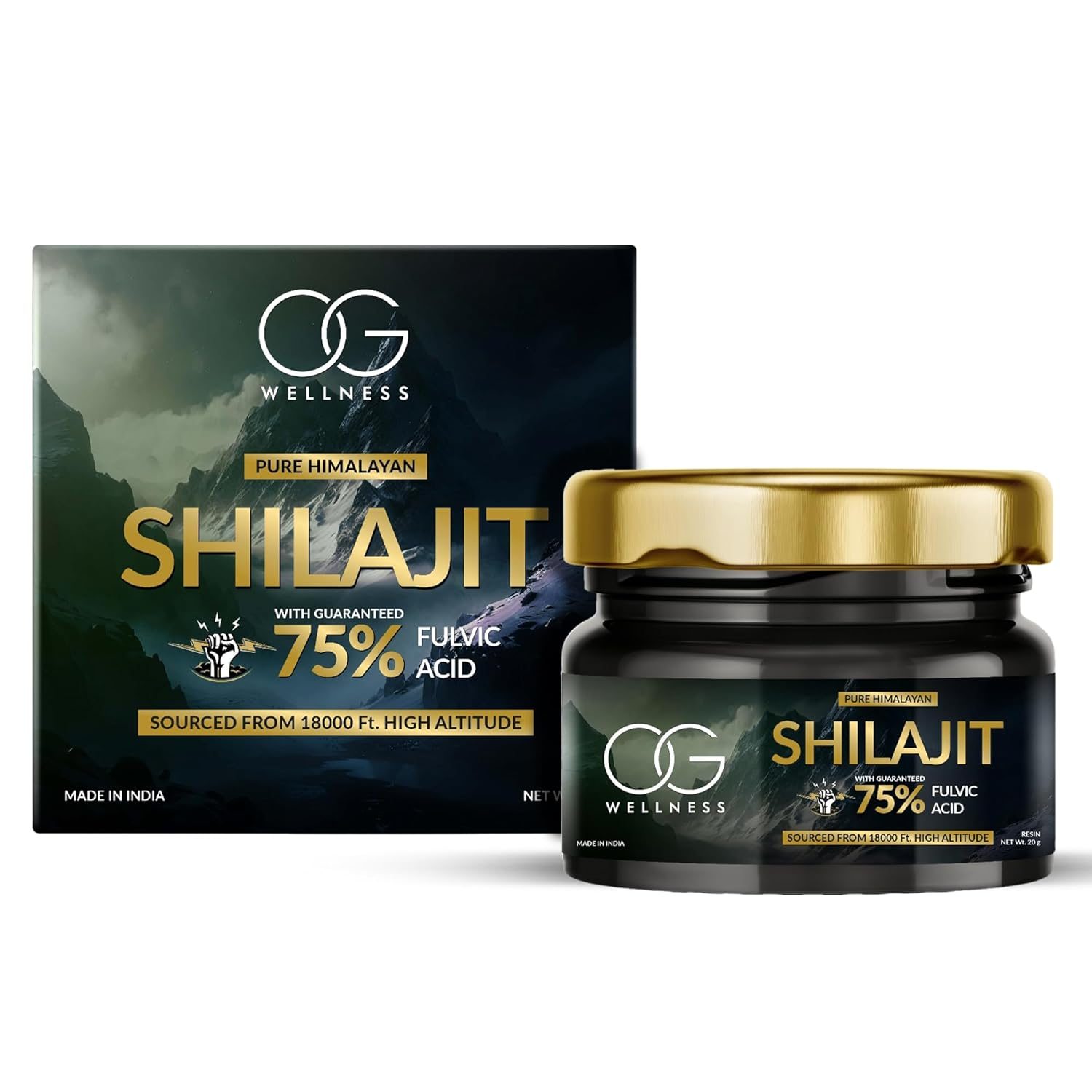 OG BEAUTY Wellness Himalayan Shilajit/Shilajeet Resin – 20g | Pure and Authentic | 75% Fulvic Acid | Sourced from 18,000 ft | Helps Boost Performance – Stamina, Endurance & Strength | Lab Certified