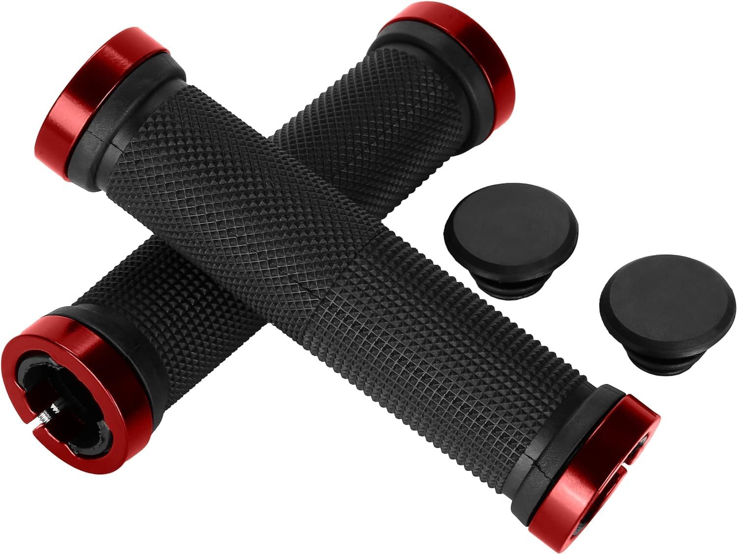 ONBICLE Bicycle Grip Cycling Lock-on Anti-Slip Cycle Handle Grips Standard Bicycle Components Color Red (1pair)