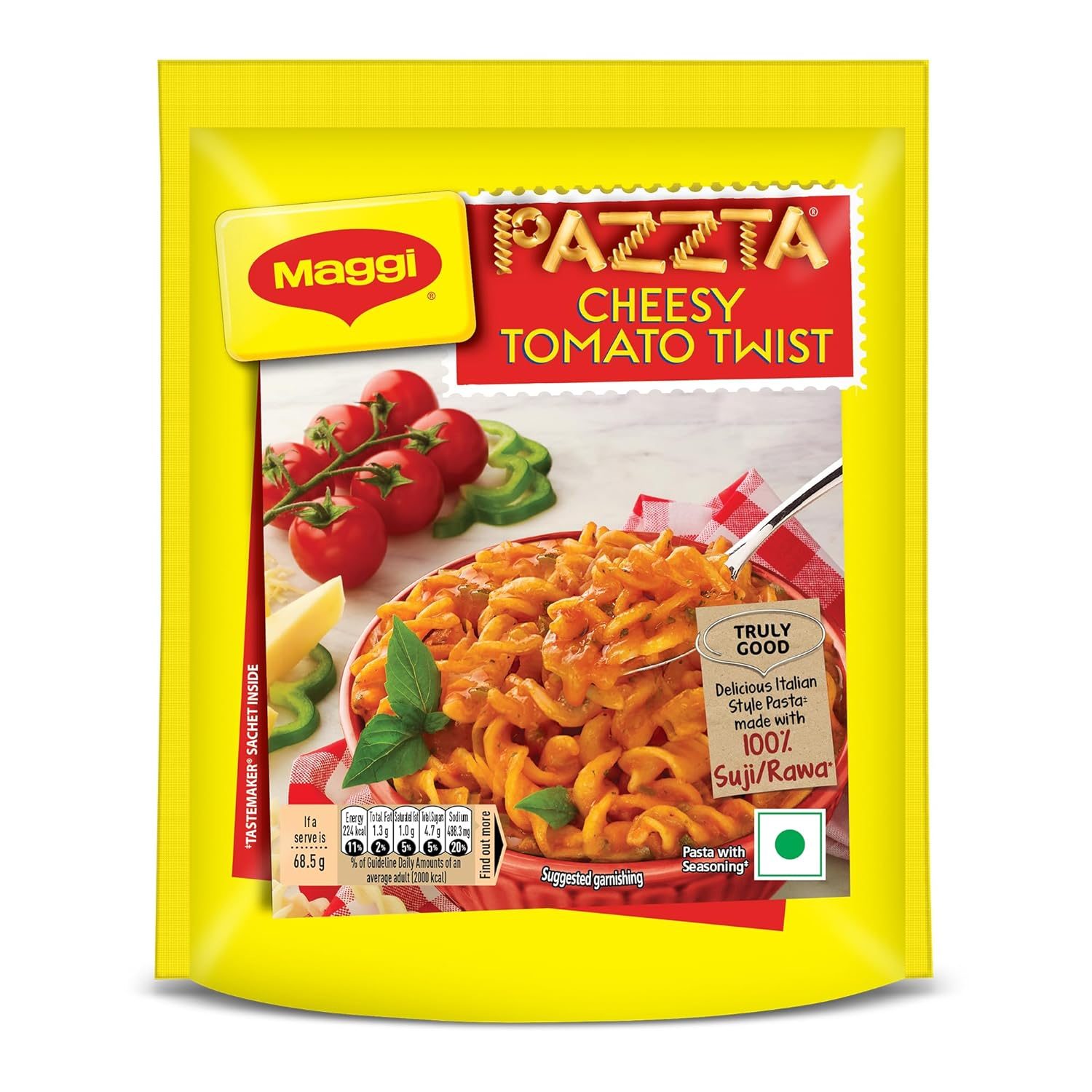 PAZZTA Maggi Instant Pasta – Cheesy Tomato Twist, Vegetarian, 68.5 Gram Pouch