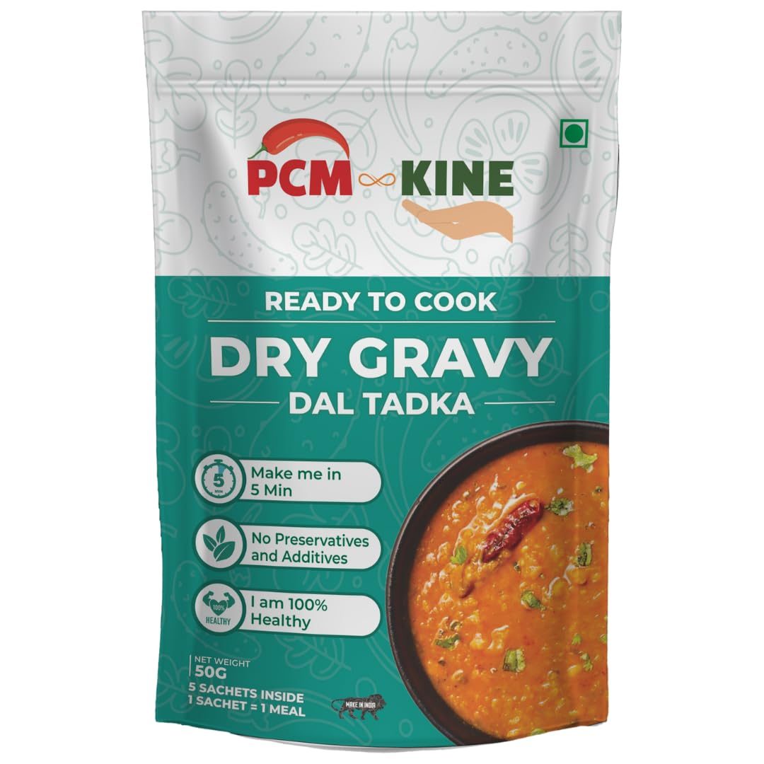 PCM ∞ KINE Dry Gravy Dal Tadka, Quick & Easy Ready-to-Cook Dal Tadka Punjabi Dhaba Style Yellow Dal Gravy, Perfect for Travel & Home Meals, Authentic Indian Comfort Food – 50g / 5 Portions