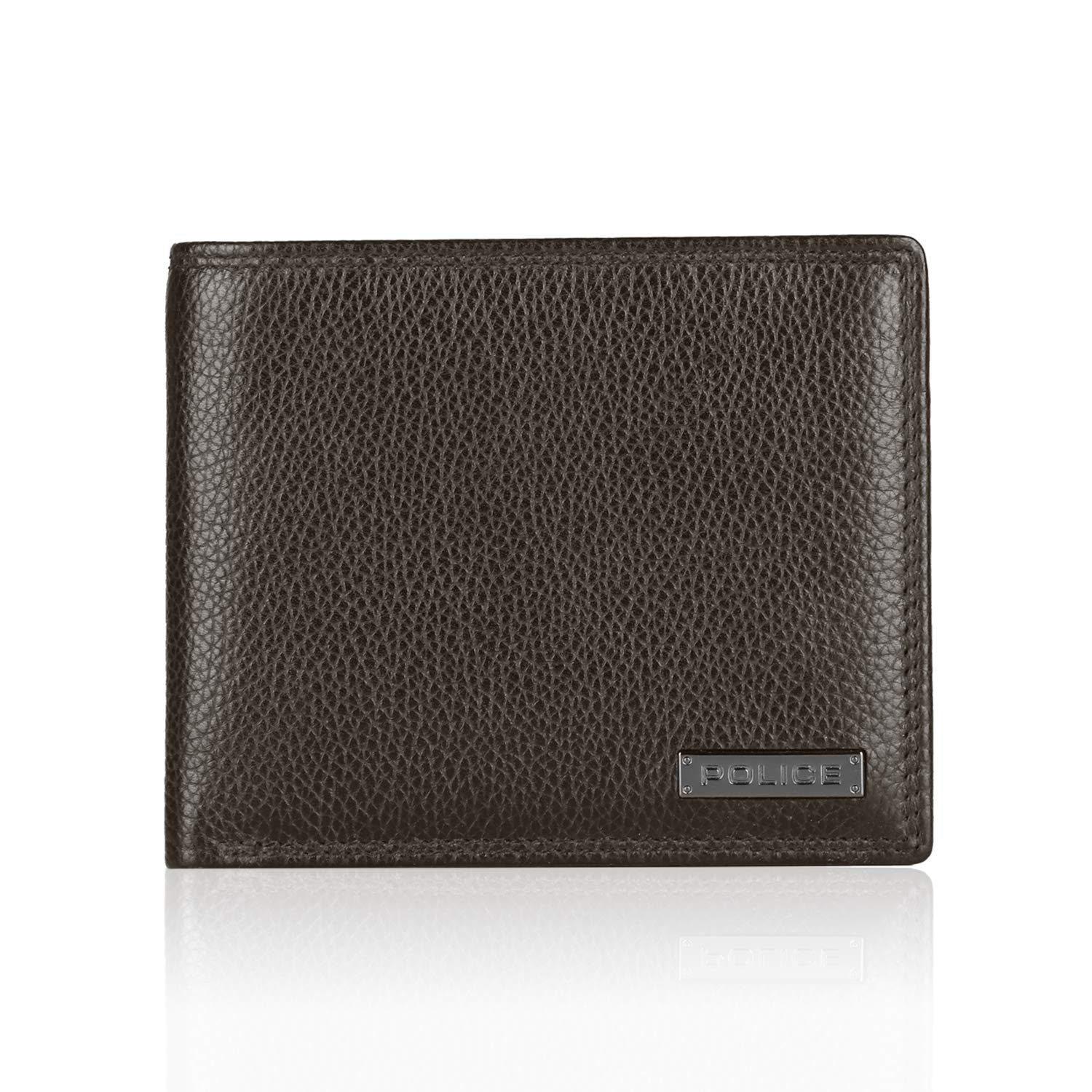 POLICE Drum New Men’s Slim Wallet | Leather Purse with 8 Card Slot, 2 Currency Compartment, 2 Slip-in Pockets -Brown