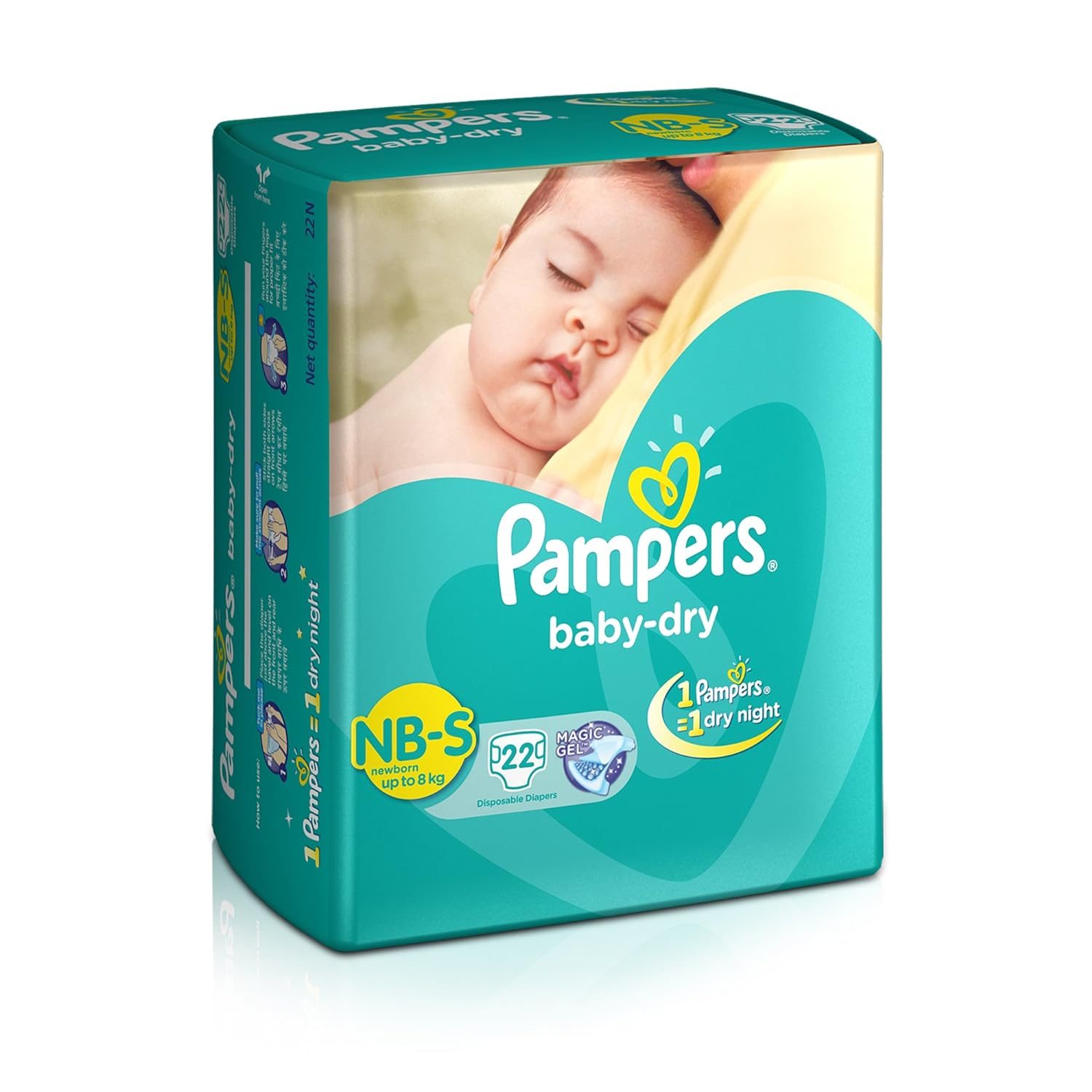 Pampers Taped Baby Diapers, Small (SM), (4.0 kg – 8.0 kg) (22 count)