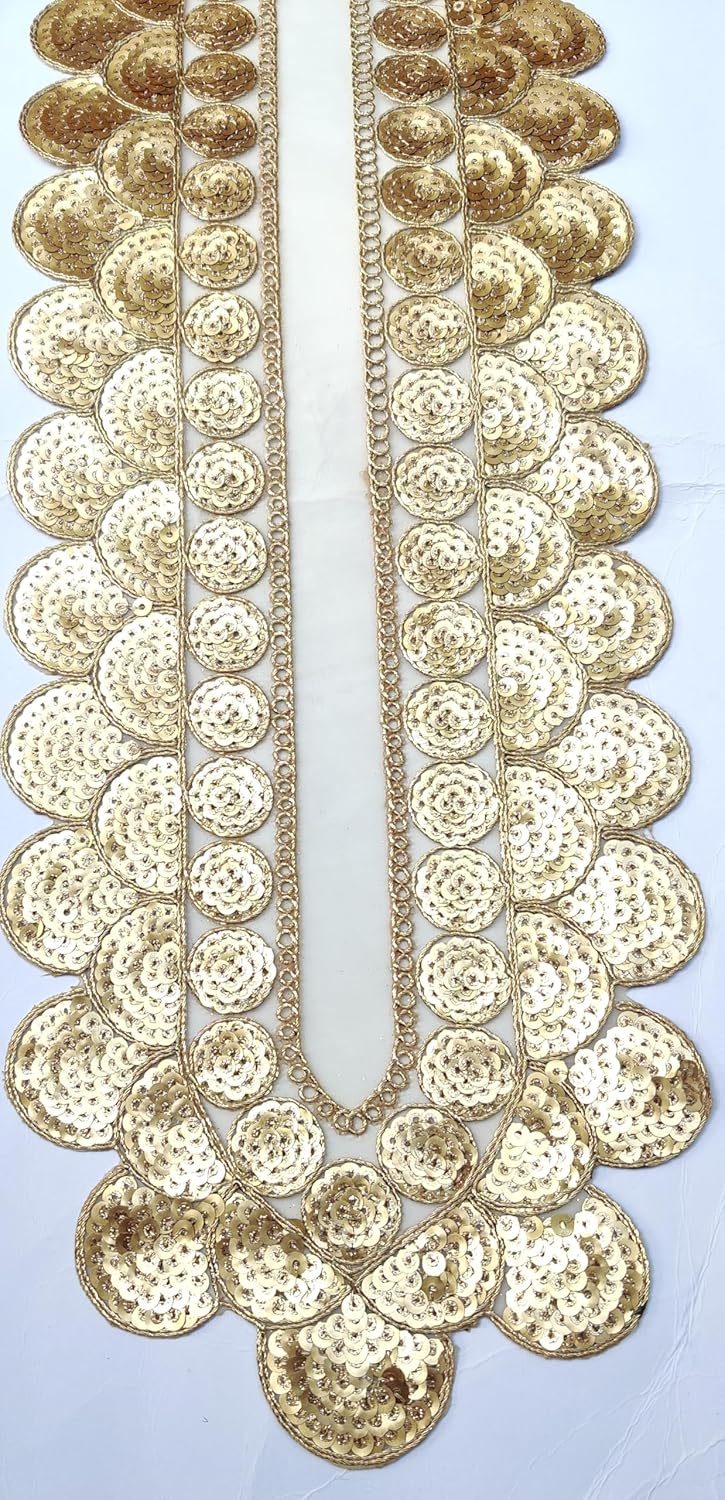Paushak Boutique Designer Golden Sequence Embroidery Stiching Patch (Piece 1)