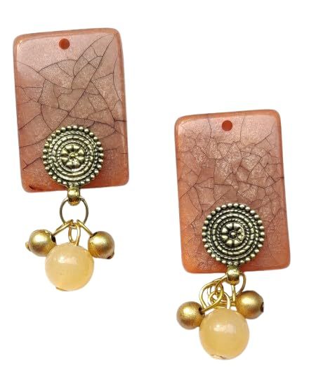 Paushak Boutique Designer Peach & Golden Hanging Button (Set of 1)