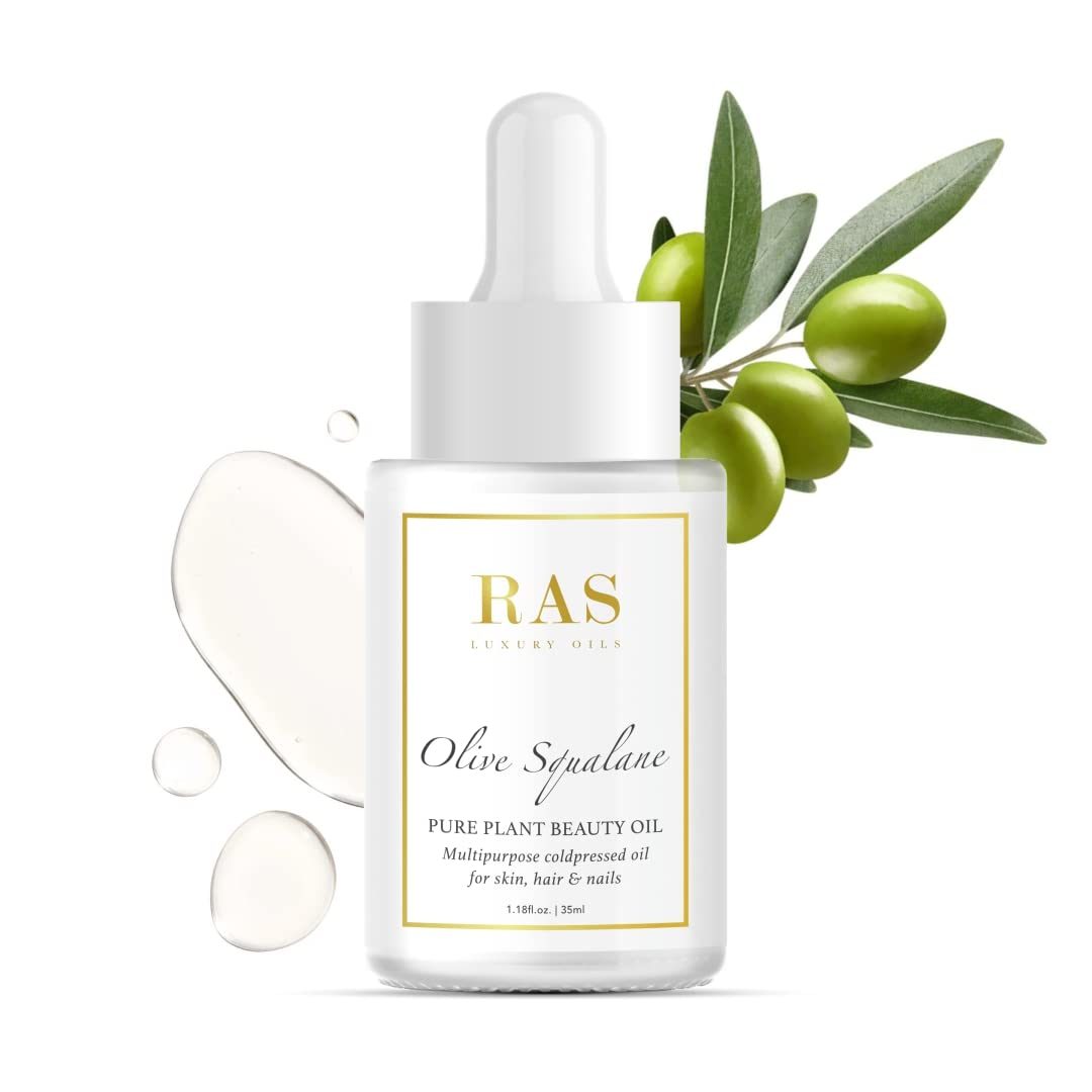 RAS Luxury Oils Olive Squalane Pure Plant Beauty Oil | For Hair, Skin & Nails | Lightweight, Reduces Fine Lines | Rich in Vitamins, Antioxidants & Fatty Acids | Natural and Organic, Cruelty Free, 35ml