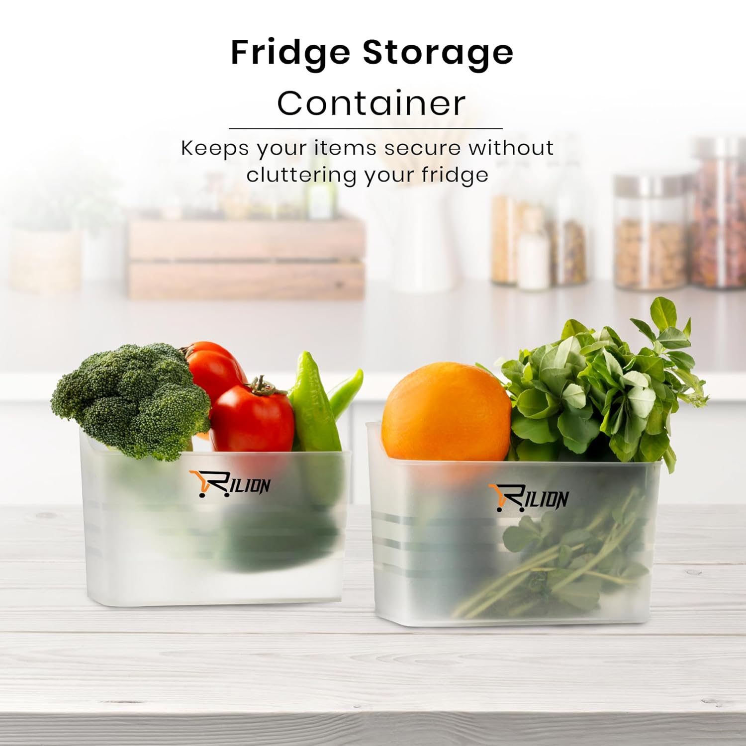 RILION Fridge Storage Boxes (Pack of 4) Freezer & Refrigerator Organizer Containers Kitchen Storage Container Set Kitchen Accessories Items for Home 1200 ml Food Storage Box