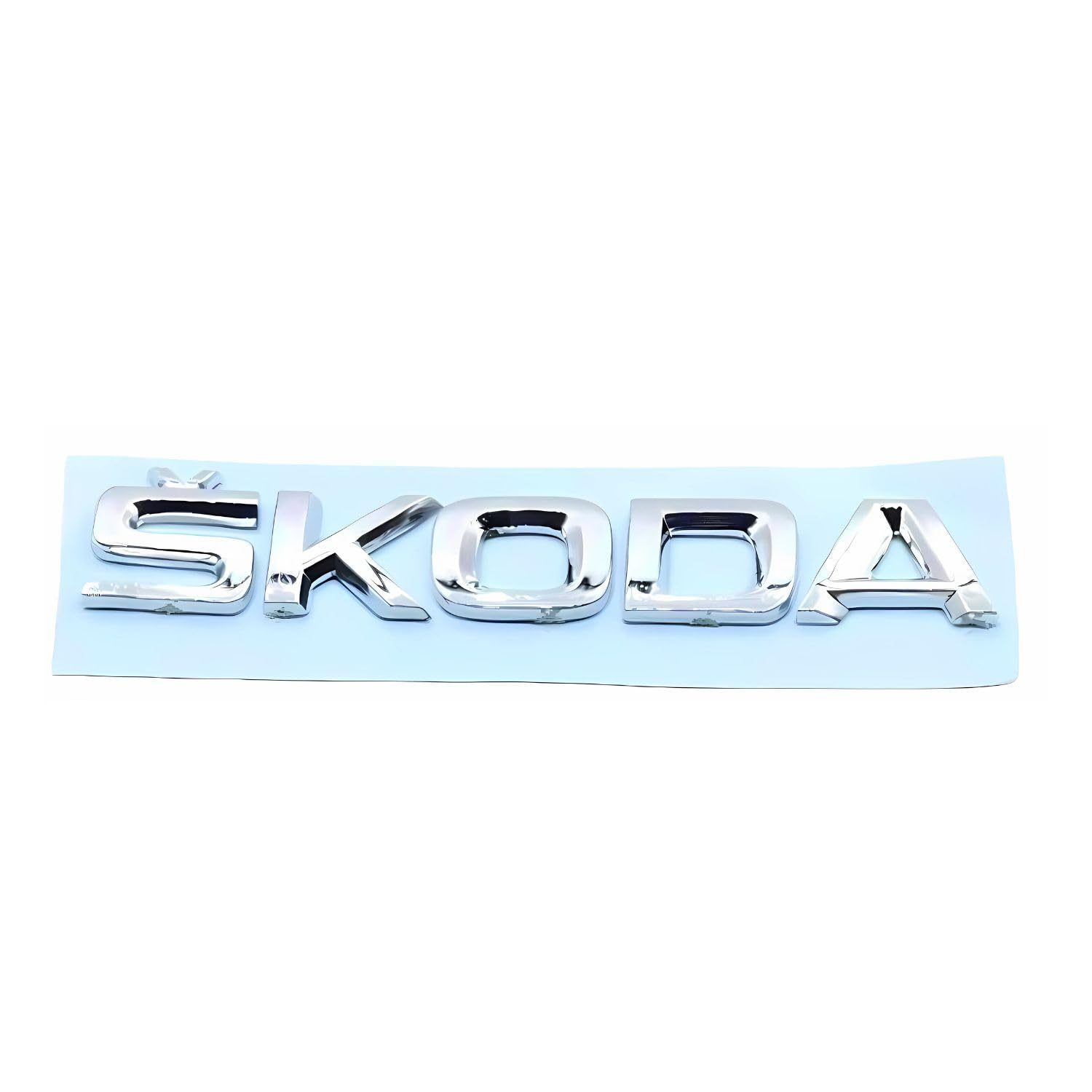 SKM Car Emblem Chrome Finish Oval Shape Logo Monogram Sticker Compatible with Skoda