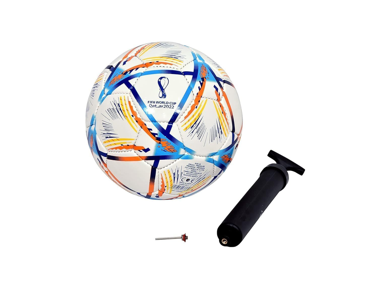 SMT Qatar World Cup Football With Pump |Size 5 For Outdoor Football – Size: 5 (Pack Of 1) (Qatar Wc) white