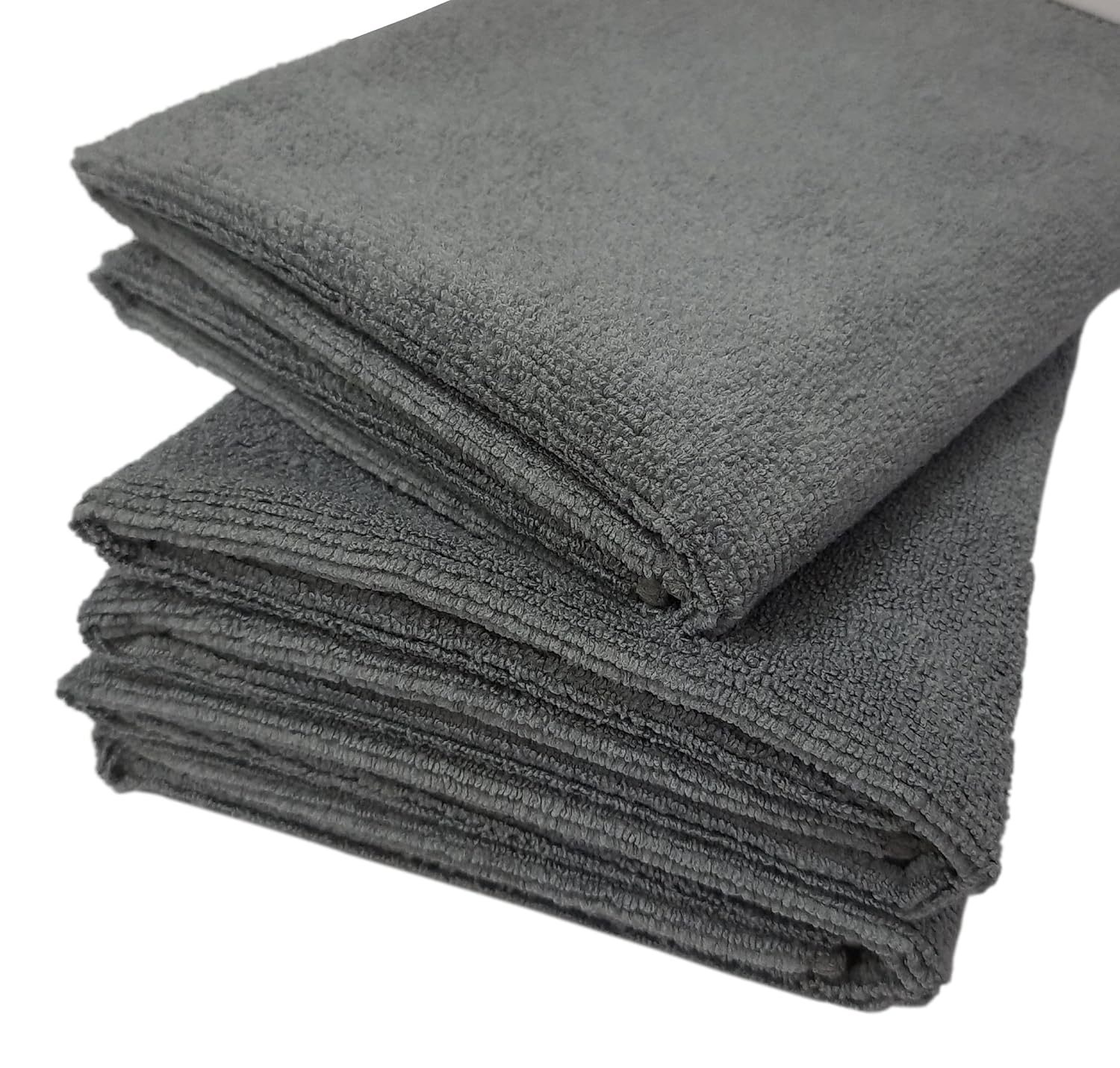 SOBBY Microfiber Cloths, 3pcs 40x40cms 340GSM Gray – Highly Absorbent, Lint and Streak Free, All -Purpose Cleaning Cloth for Kitchen, Car, Window, Stainless Steel, Silverware.